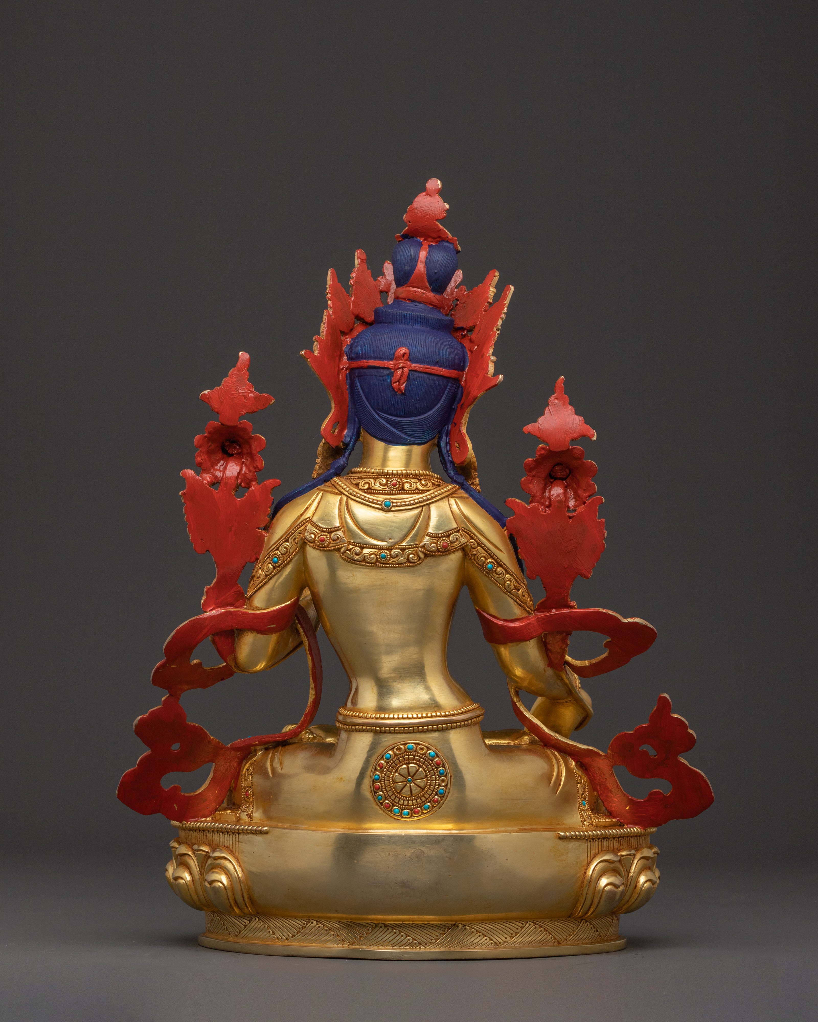 Sacred White Tara Figure | 24K Gold Gilded Statue