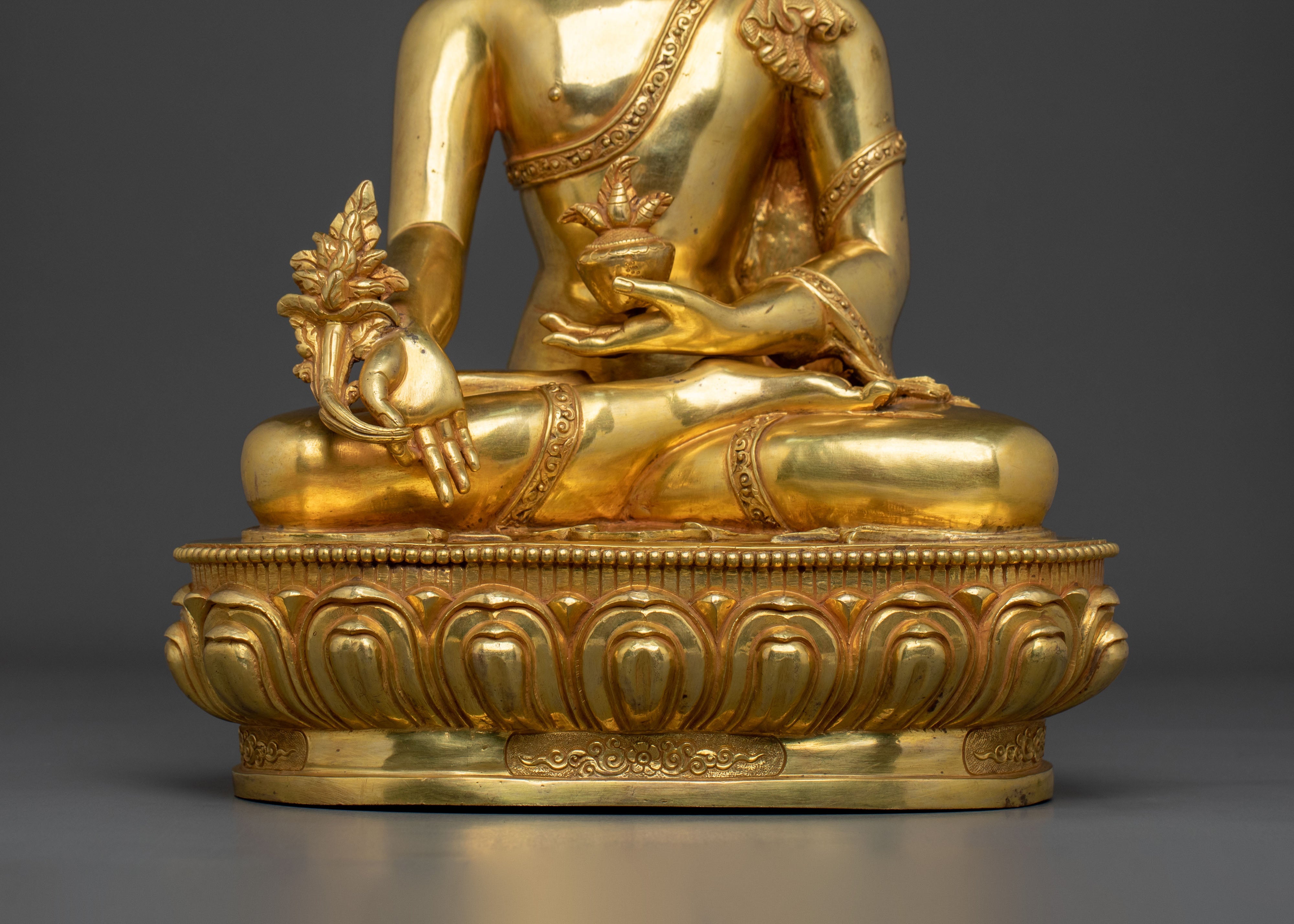 Three Buddhas Golden Statue Set | Sacred Trio of Enlightenment and Wisdom