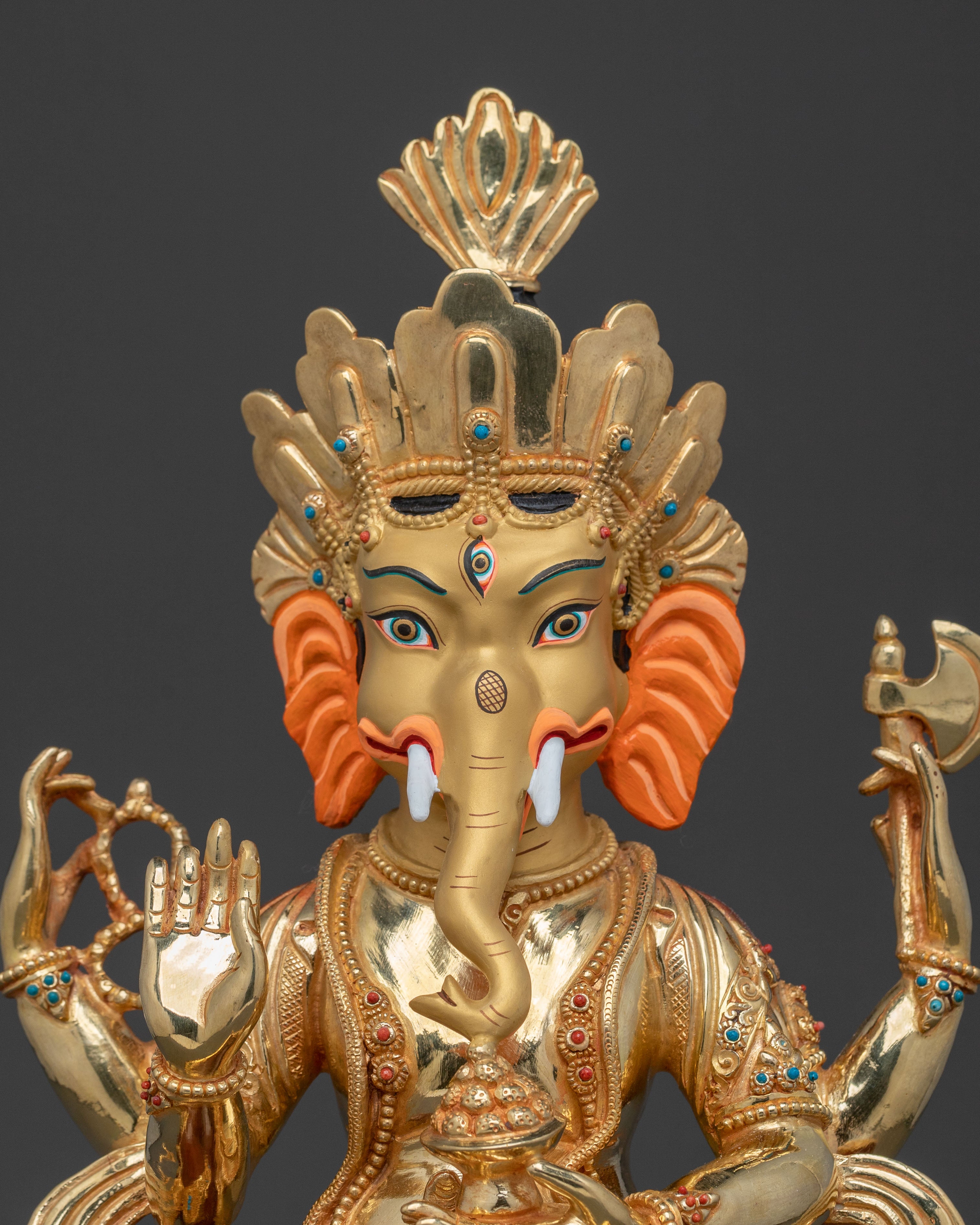 God Ganesh Golden Statue for Rituals | Lord Ganesha Remover of Obstacles