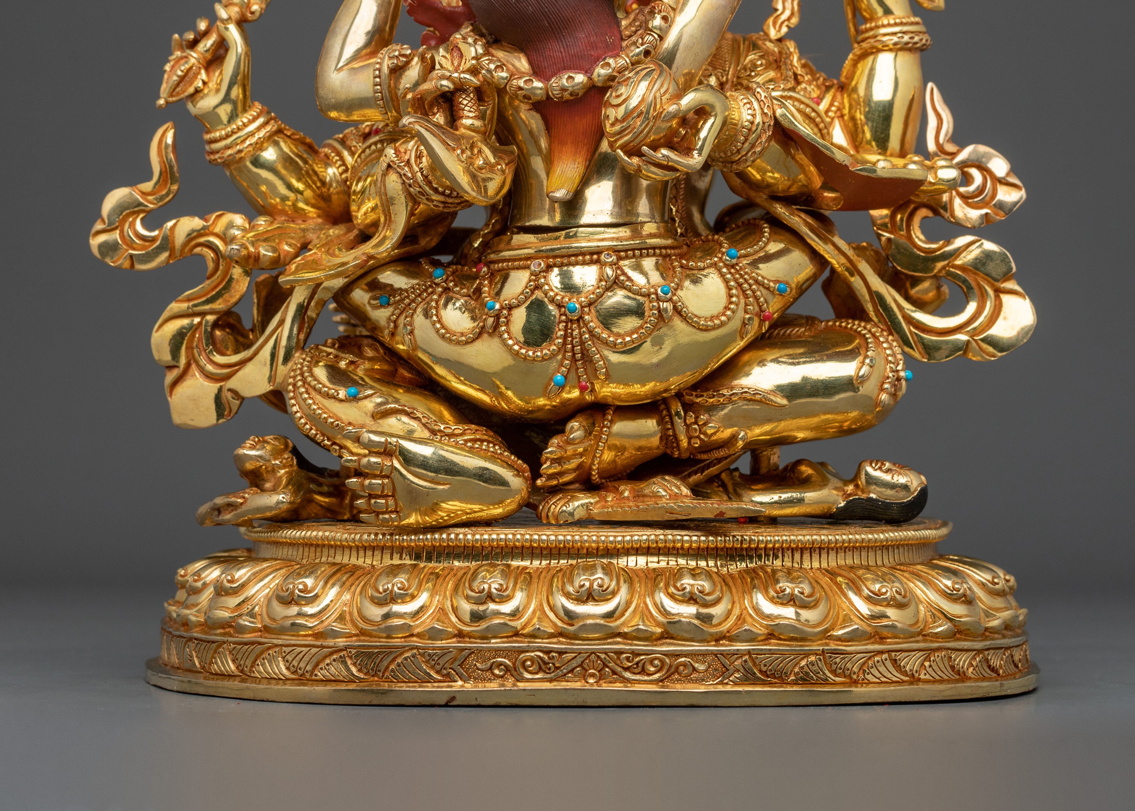 Chaturbhuja Mahakala With Consort Statue: Protector of Dharma