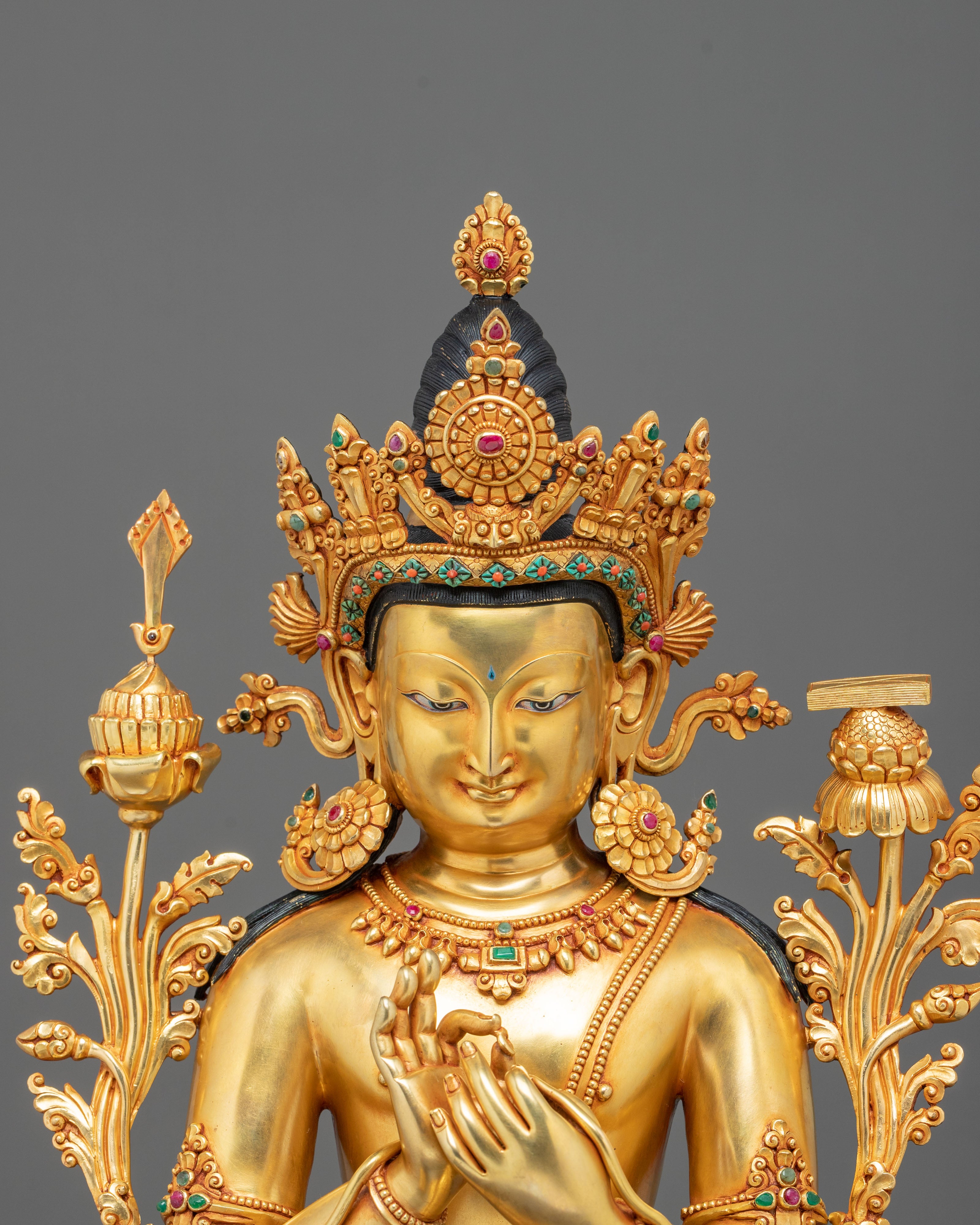Tikshna Manjushri 24K Gold Gilded Statue | Made in Nepal