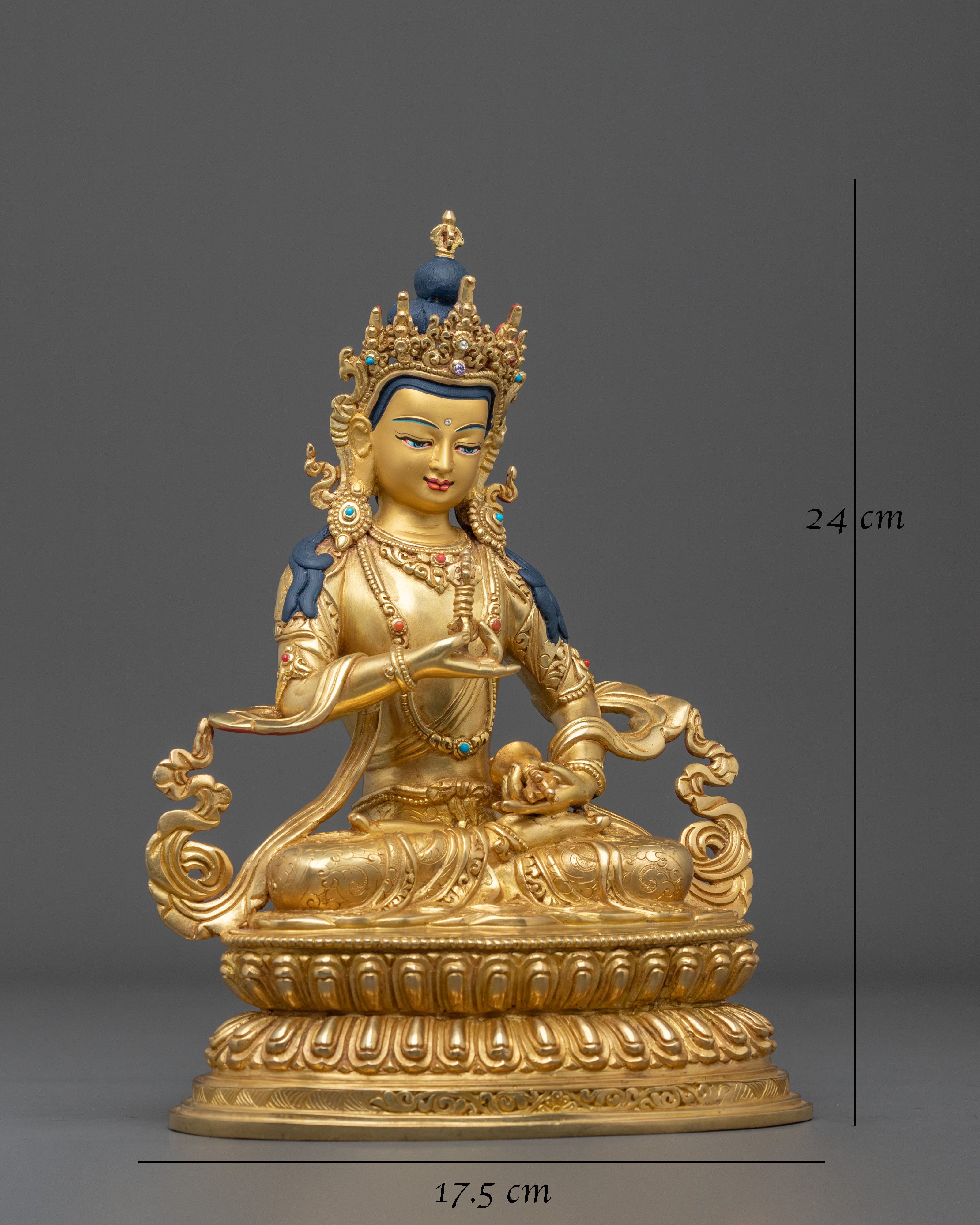 Hand-Crafted Vajrasattva 24K Gold Gilded Statue | Tibetan Deity