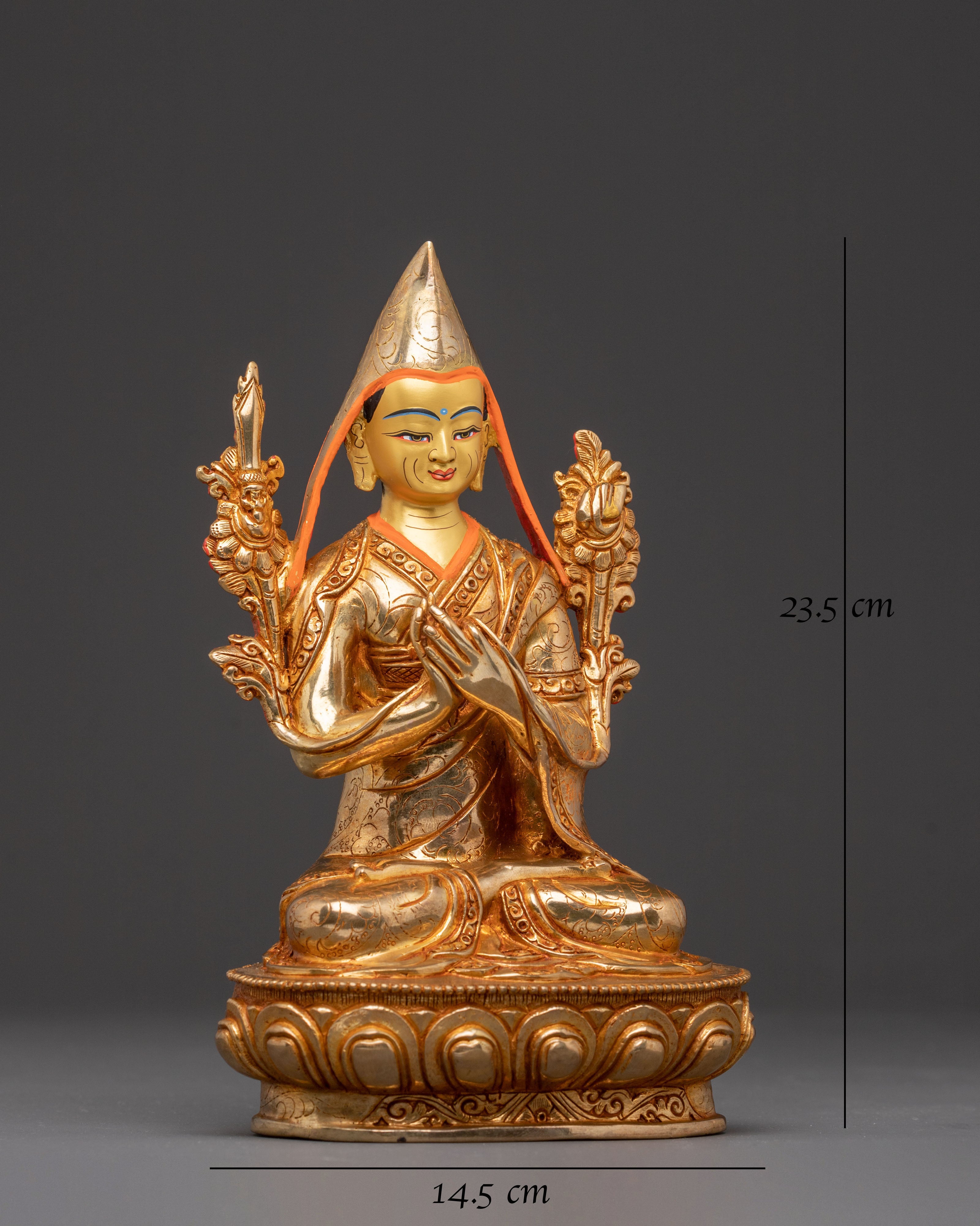 Himalayan Buddhist Master Tsongkhapa Handcrafted Statue