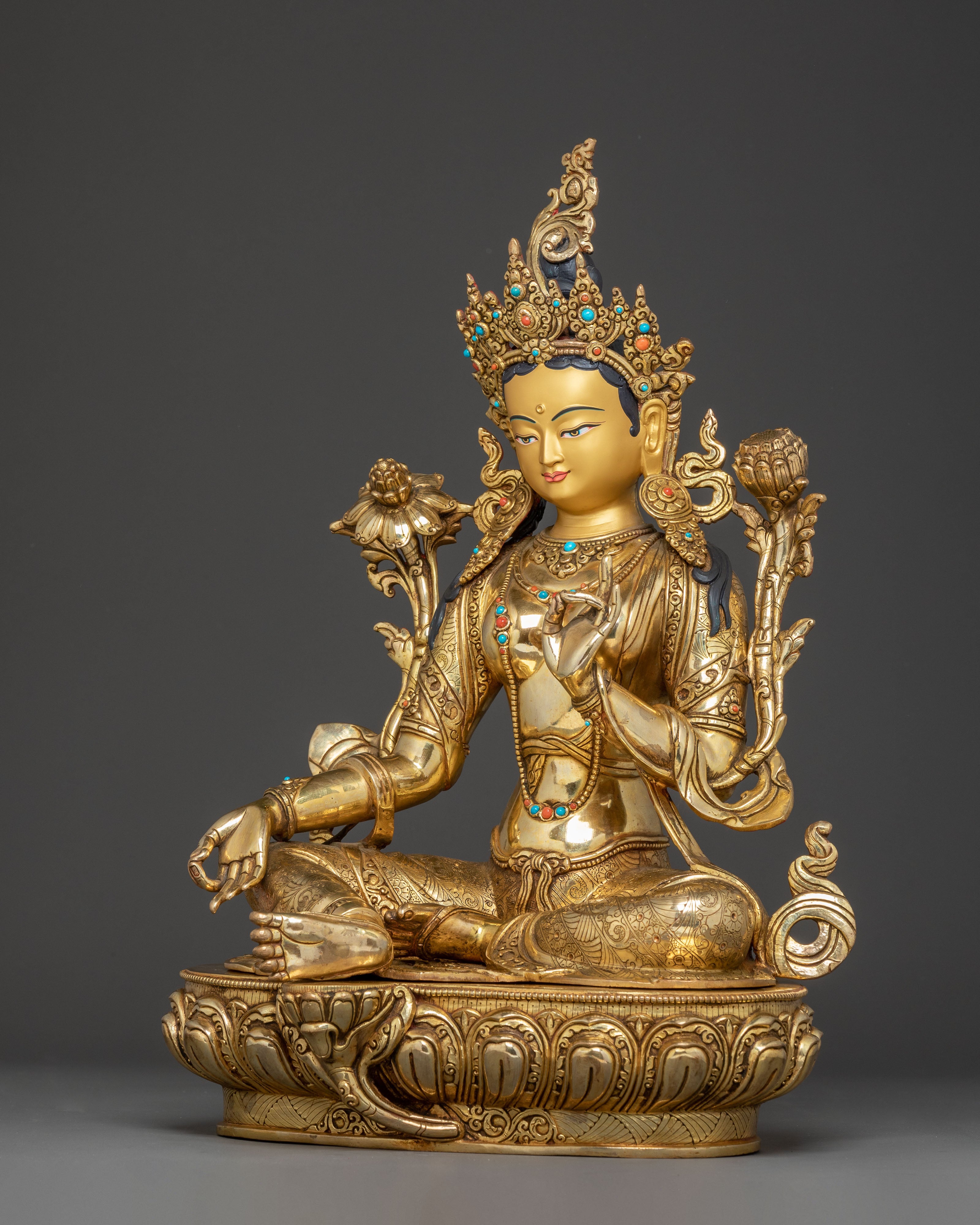 Green Tara Copper Art - Mother of Buddhas | Shyama Tara Statue