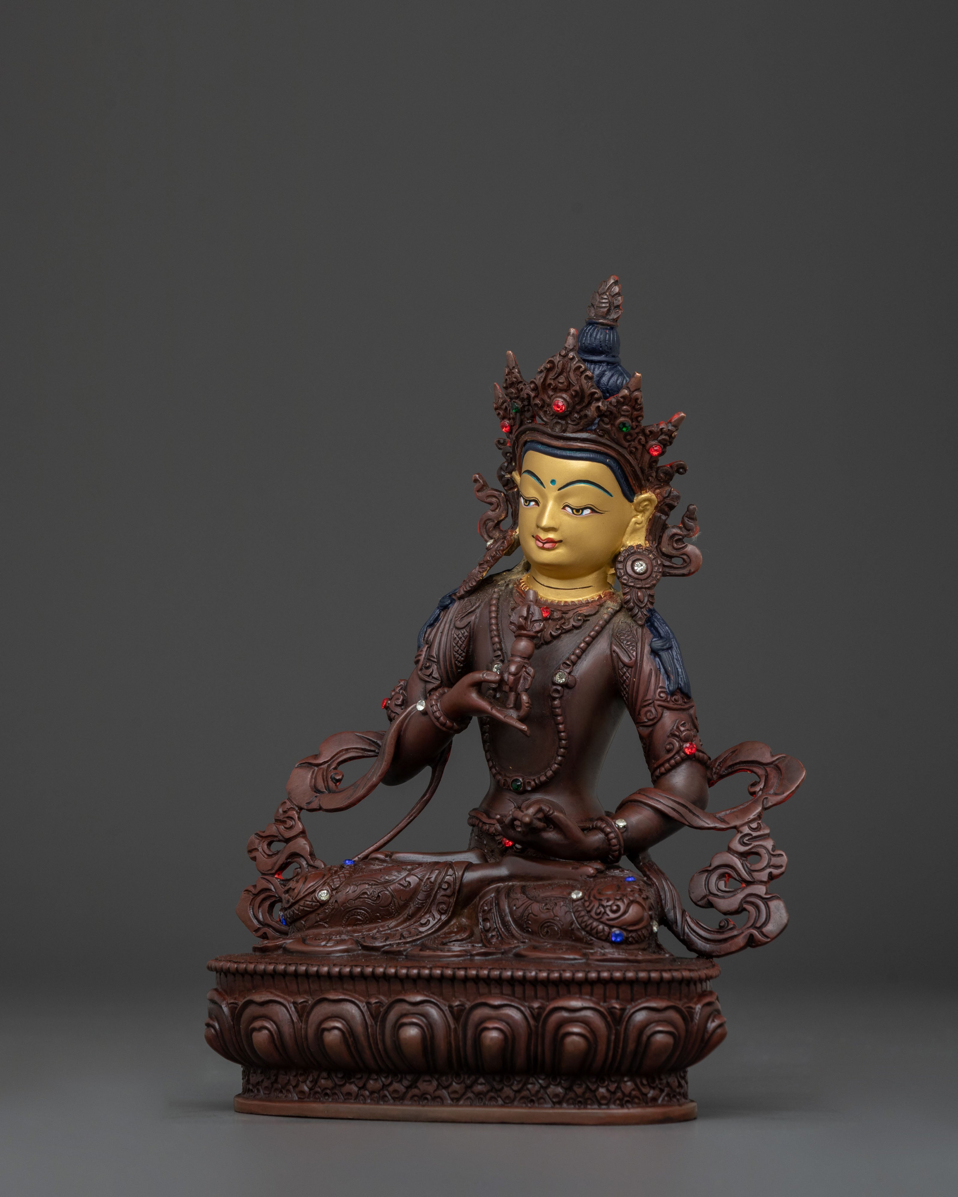 Vajrasattva Statue of Ultimate Purity | Oxidized Copper Sculpture