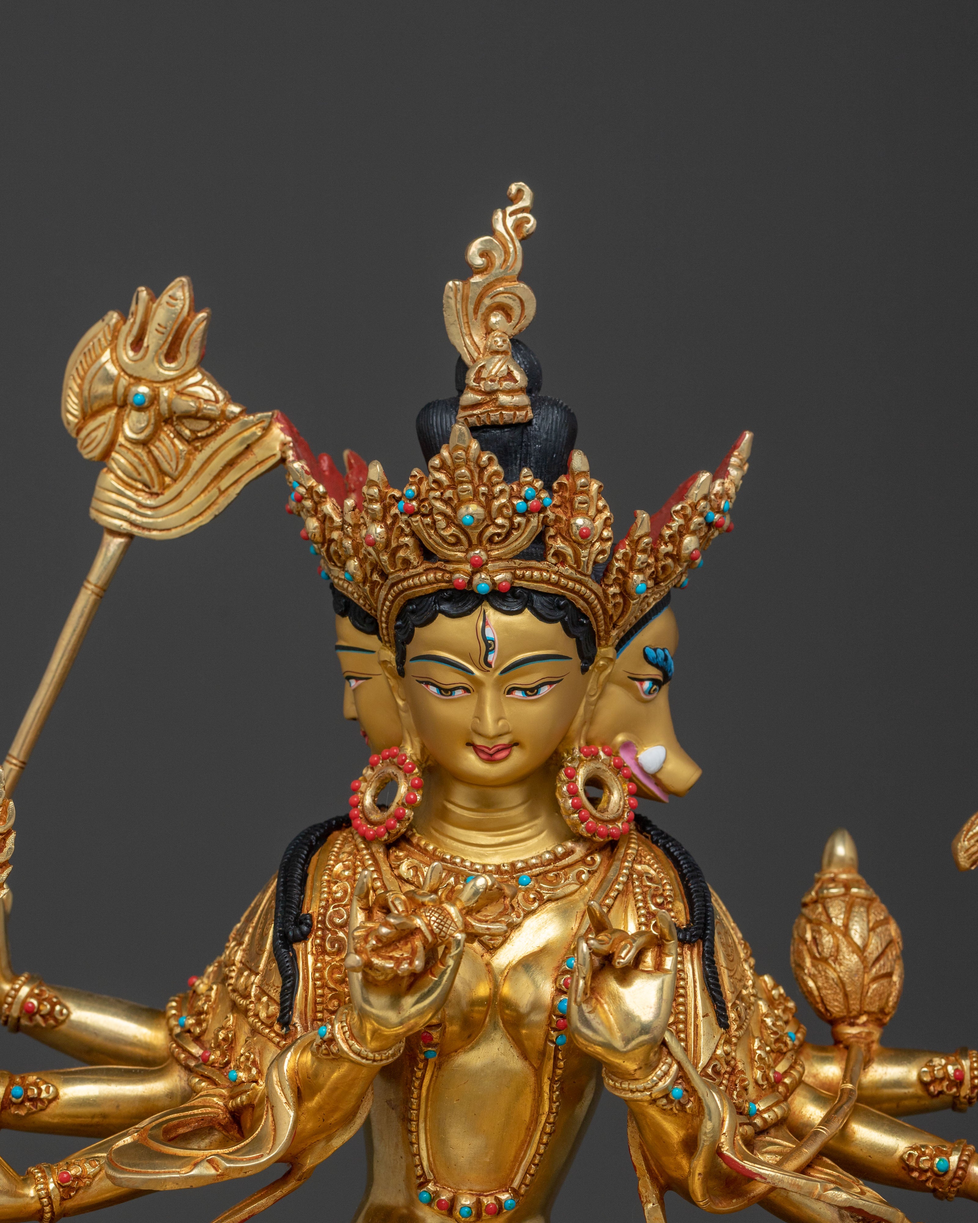 Marici Sacred Statue: 24K Gold Gilded Himalayan Figure