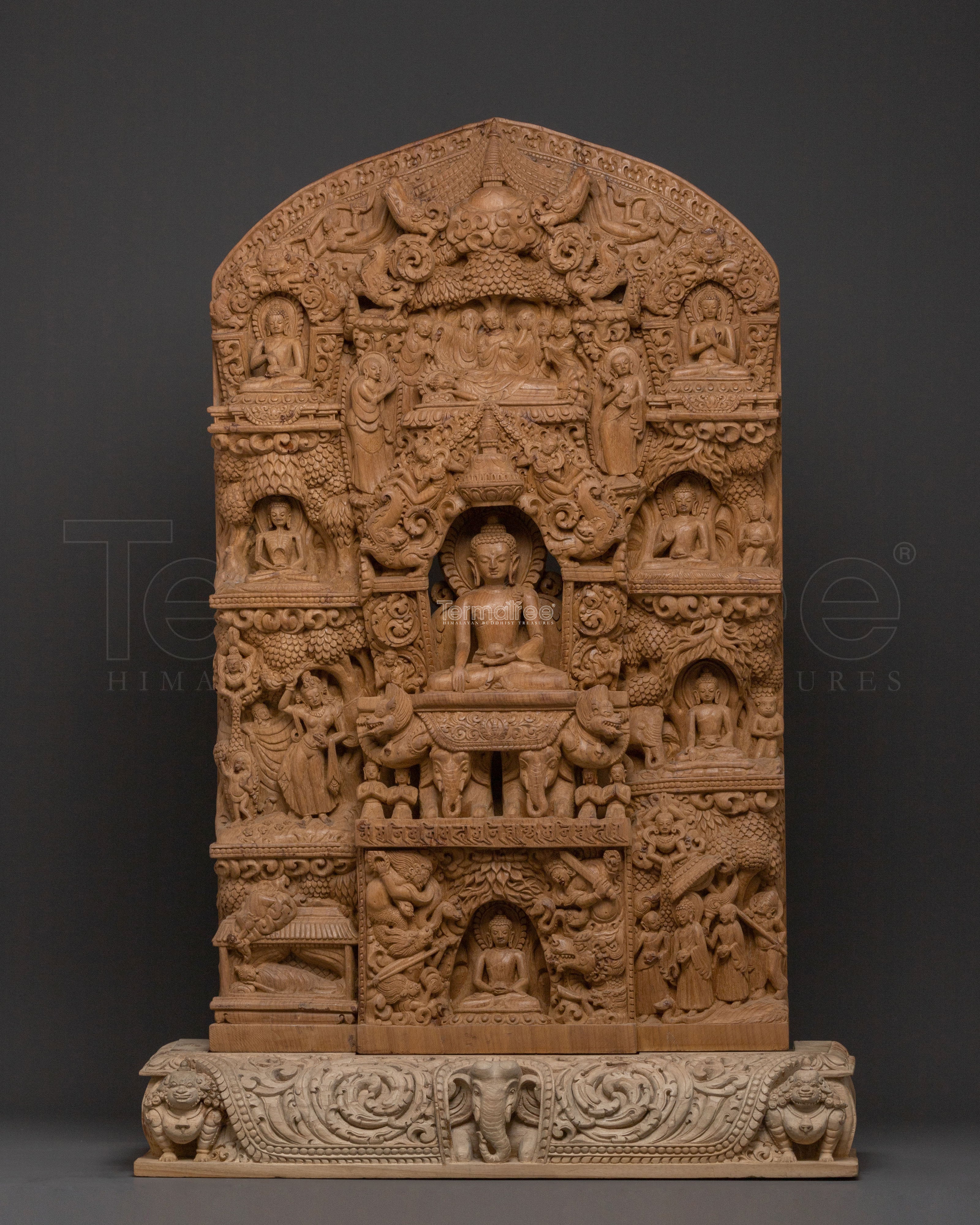 Wooden Sculpture of Buddha's Life Story