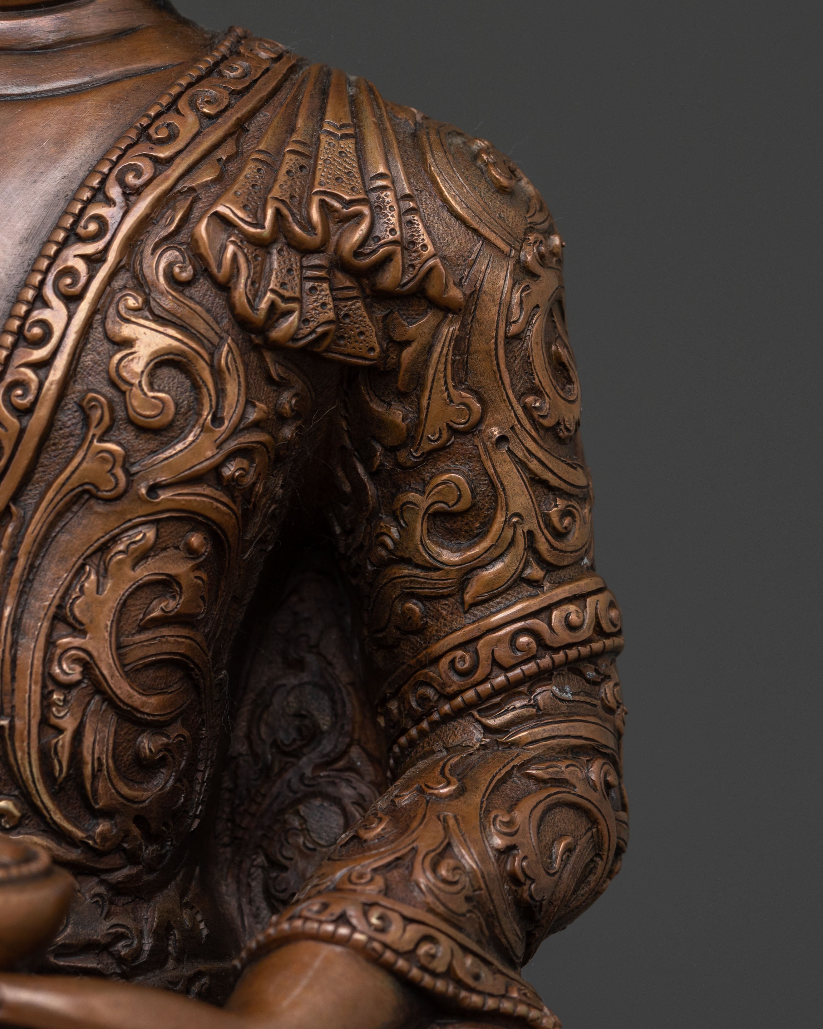 Amitabha Buddha Serene Compassion Statue in Oxidized Copper