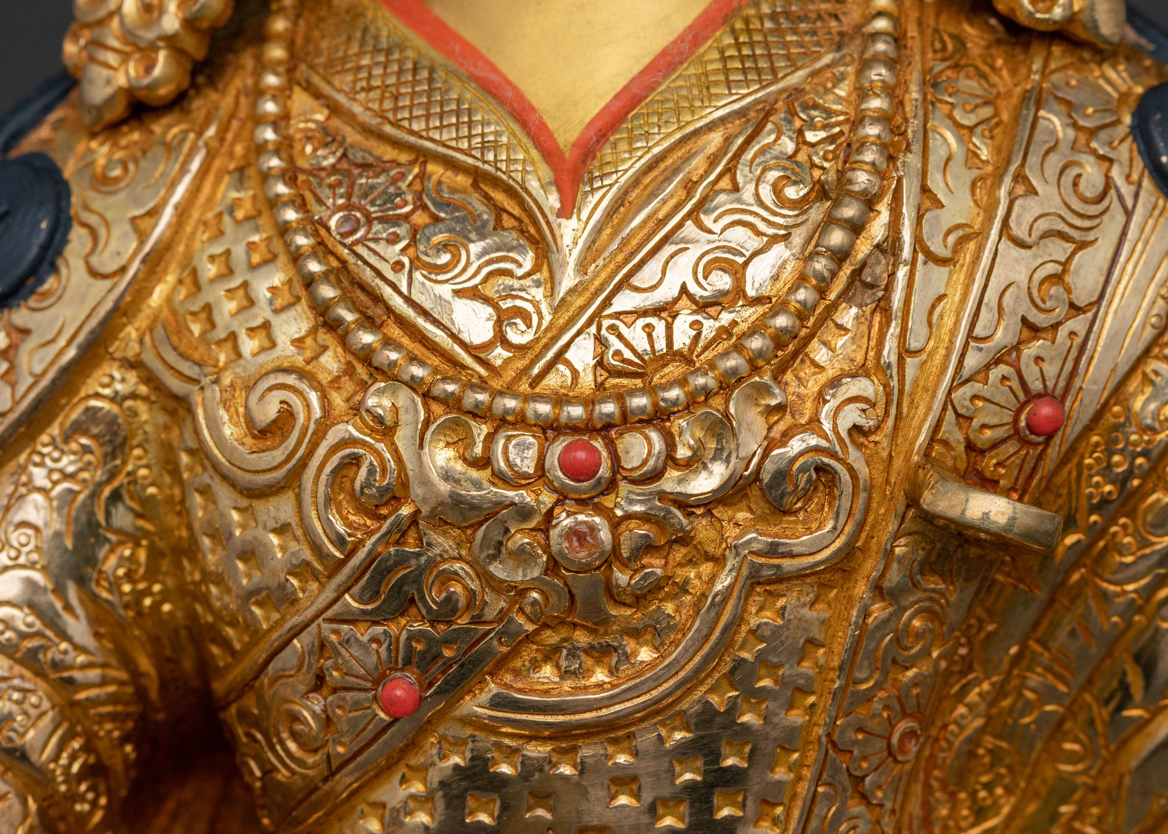 Lotus Born Guru Rinpoche Sacred Statue – Gold Gilded Statue