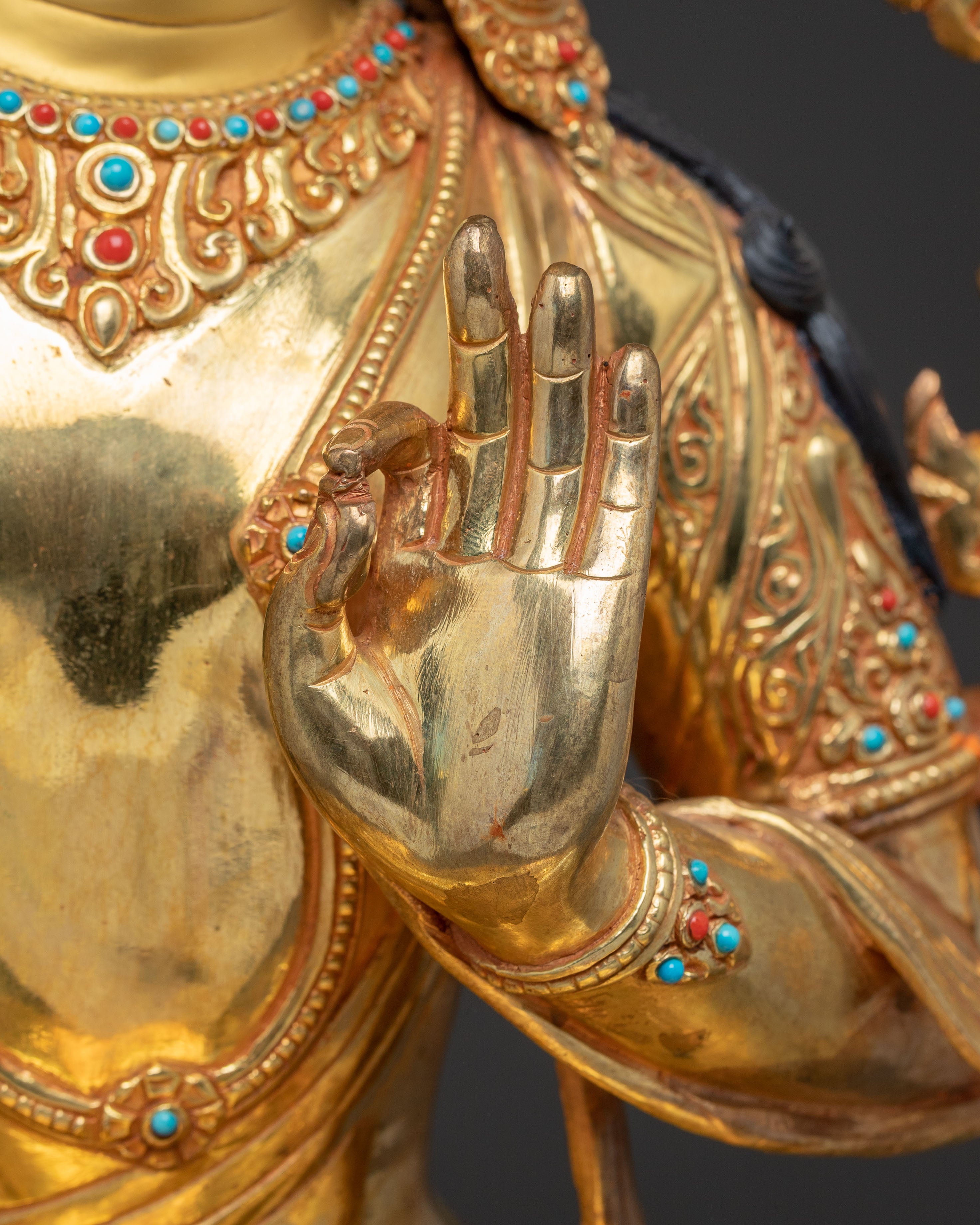 Golden Manjushri Bodhisattva Statue | Embodiment of Wisdom