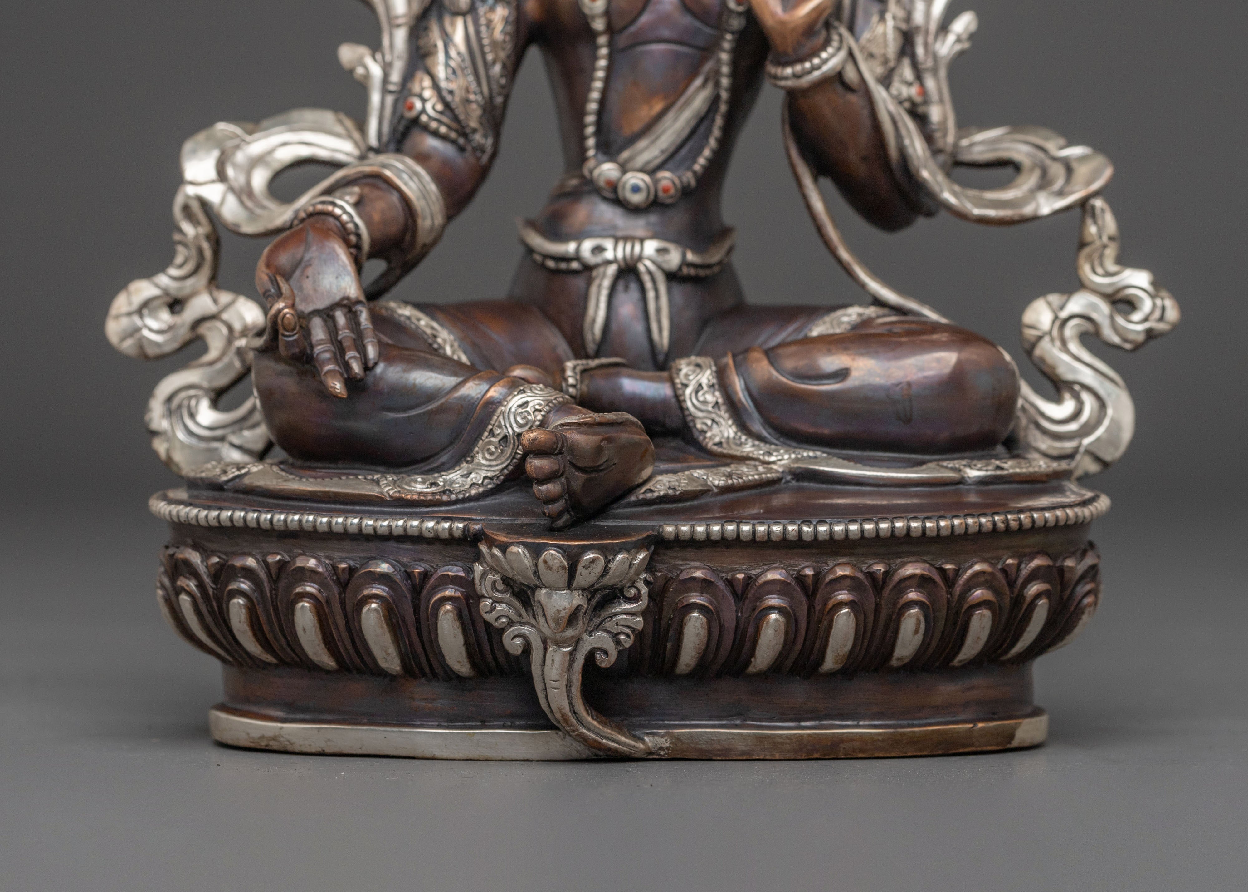 Green Tara Statue | Oxidized Copper Buddhist Goddess