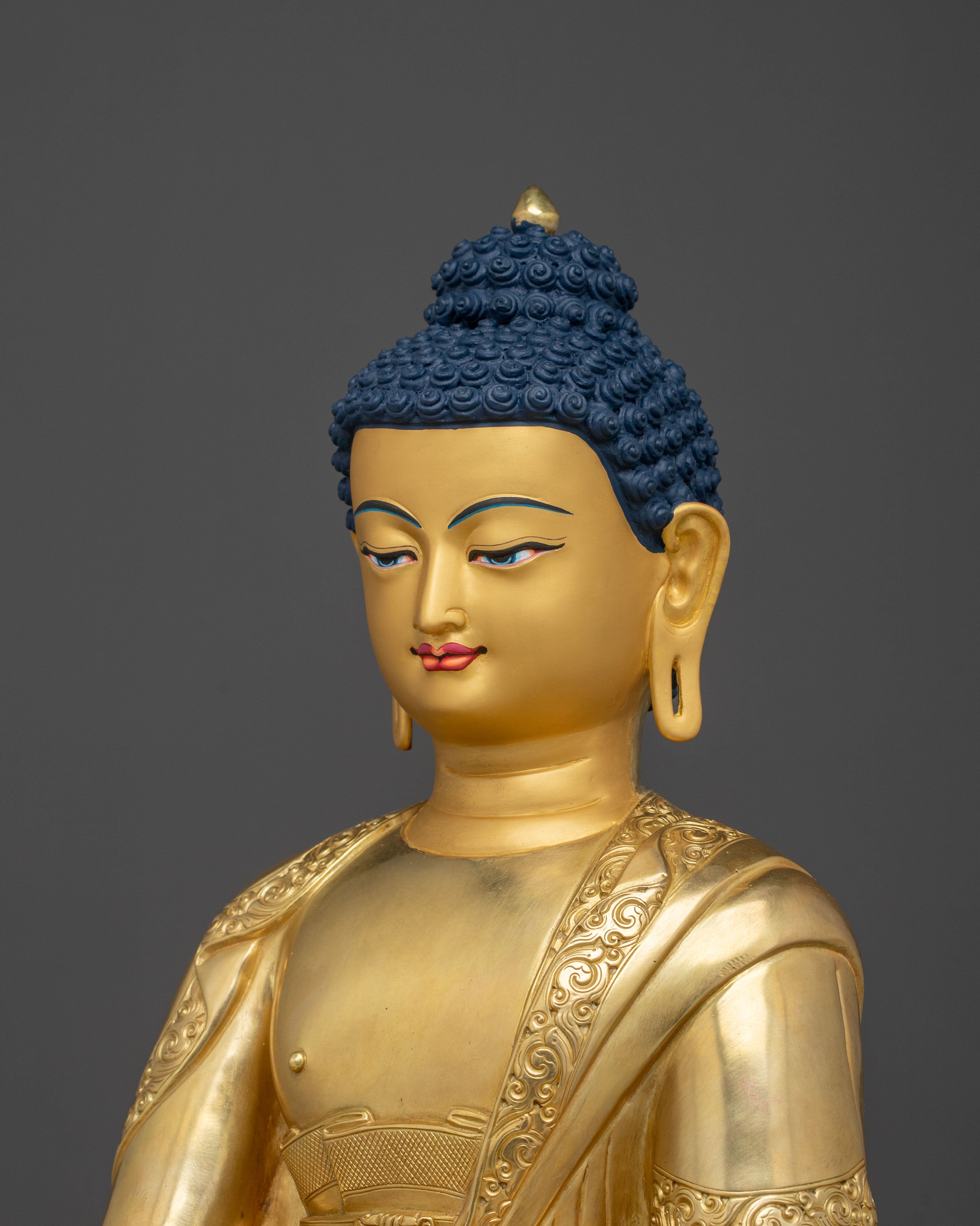 Hand Carved Shakyamuni Buddha Golden Sculpture
