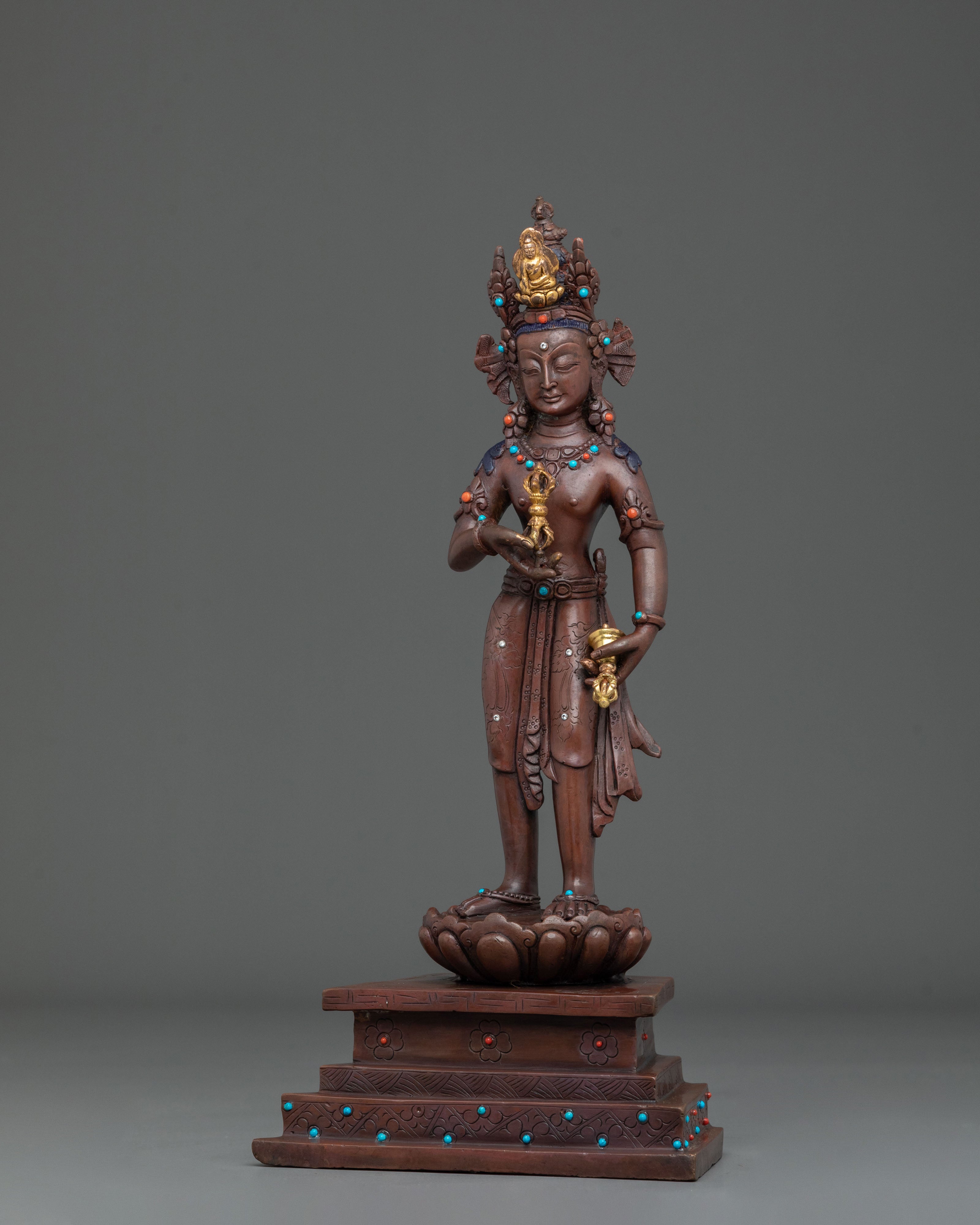 Peaceful Vajrapani Oxidized Statue | Tibetan Buddhist Guardian