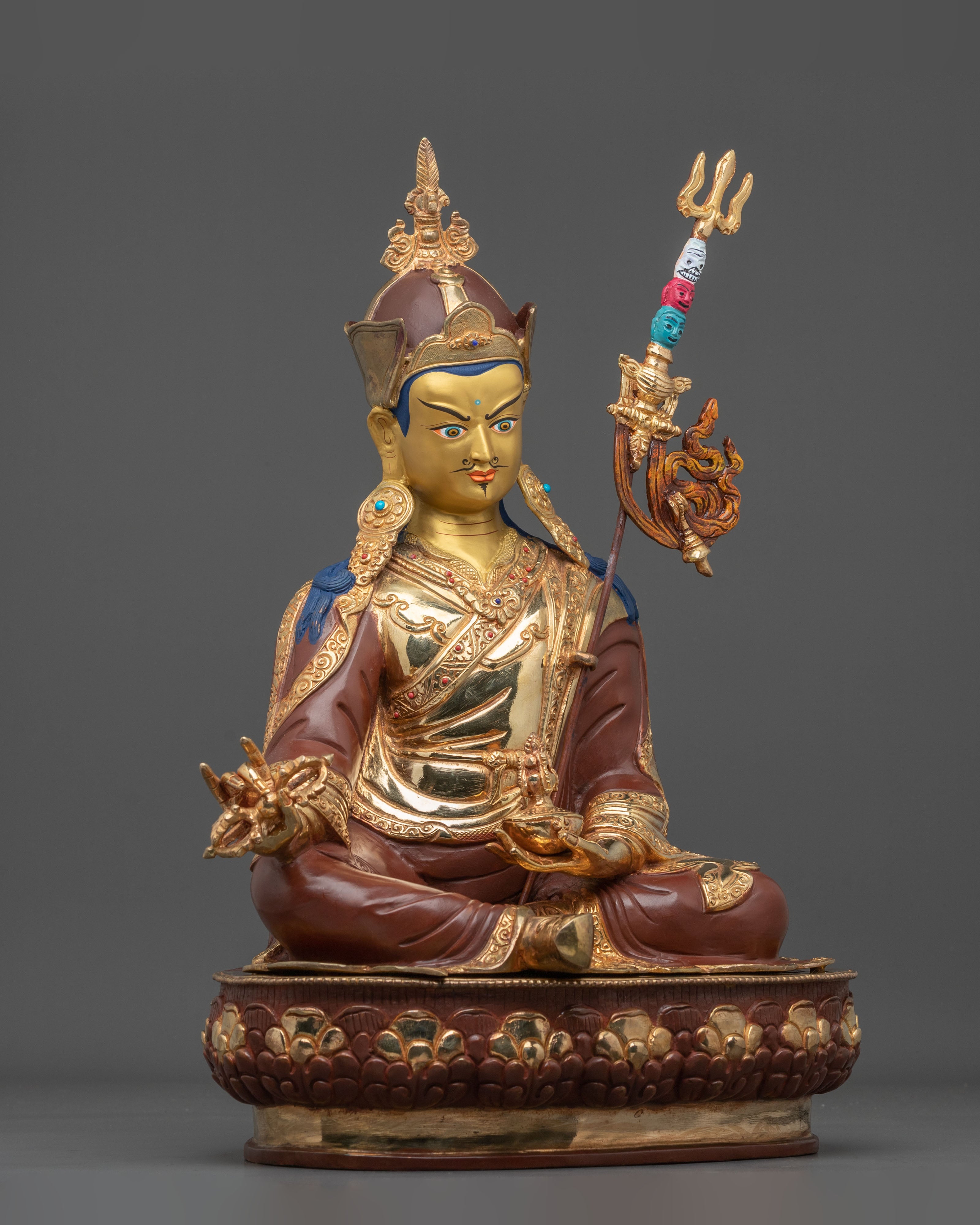 Buddha Dharma Sangha: Oxidized Copper Buddha Statue Set
