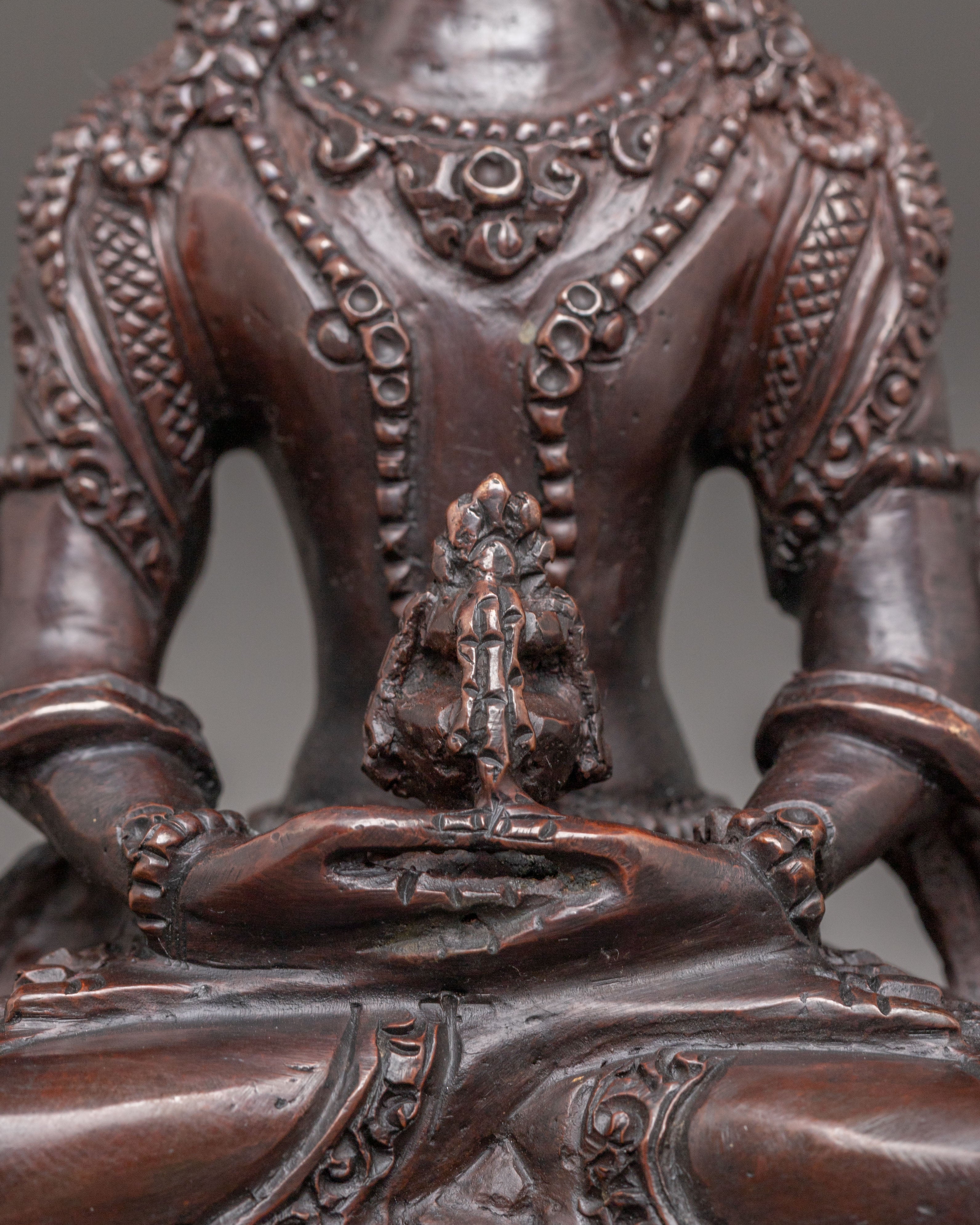 Handmade Amitayus Oxidized Copper Statue | Buddha of Infinite Life