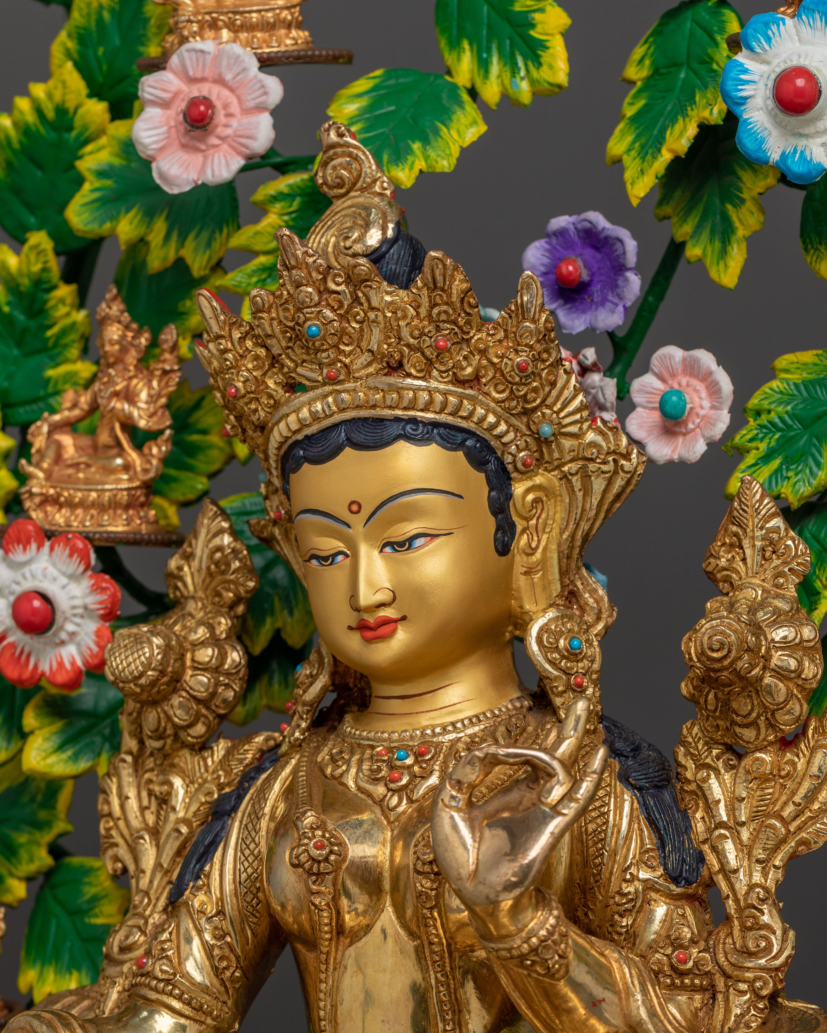 Twenty One Tara Buddhist Goddess Statue Set in 24K Gold