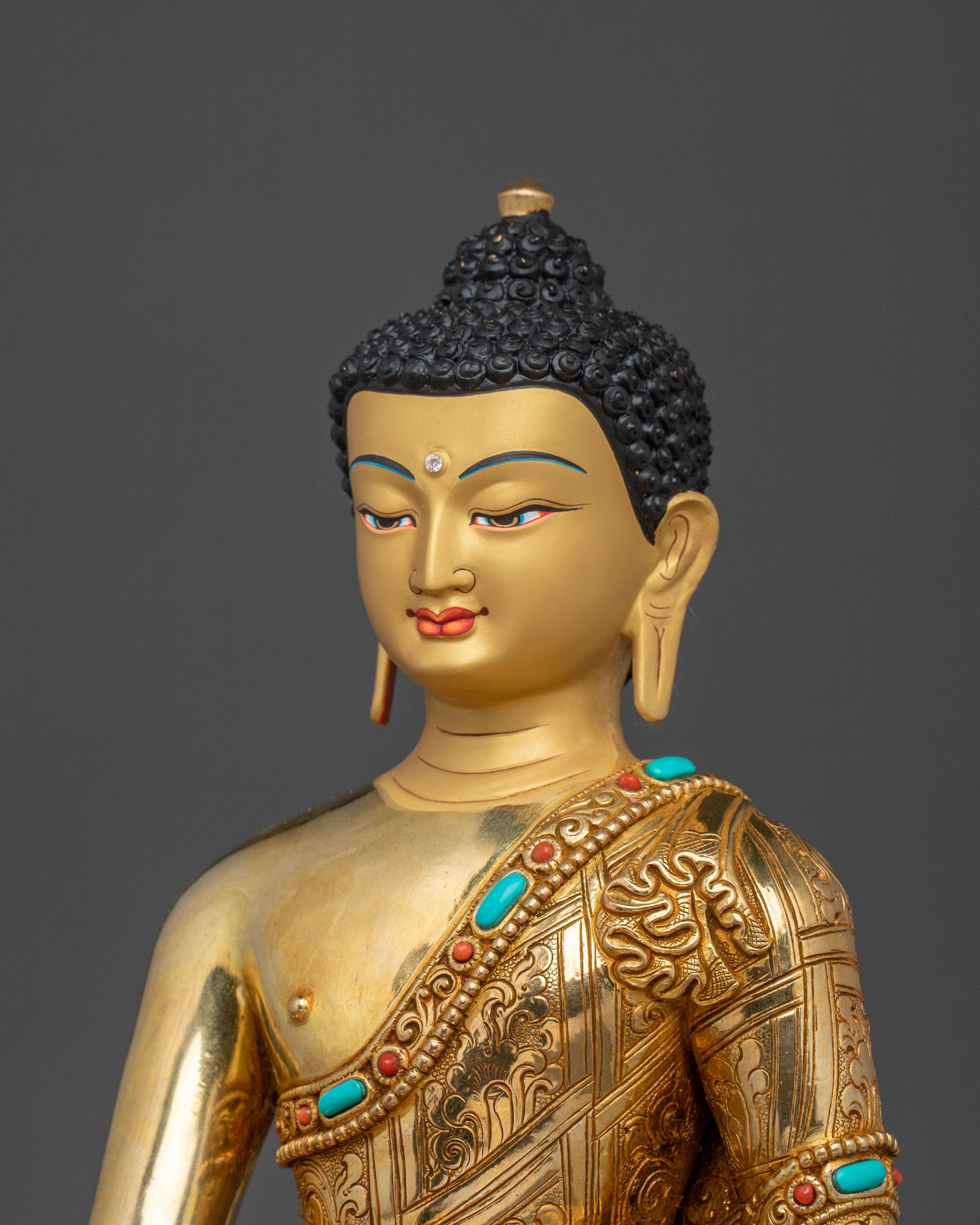 Shakyamuni Buddha Spiritual Golden Statue | Buddhist Shrine Decor