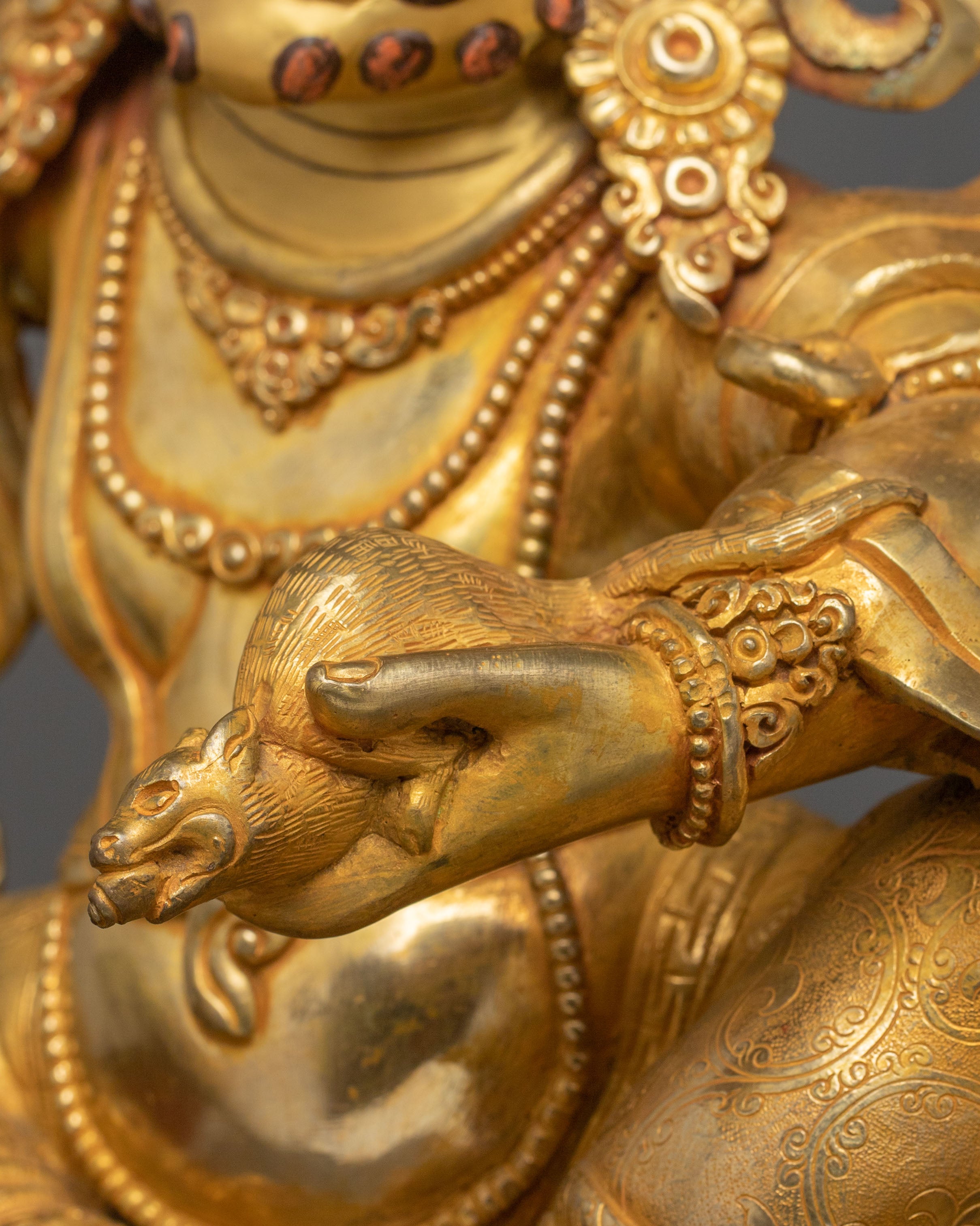White Dzambhala Statue | 24K Gold Gilded Figurine