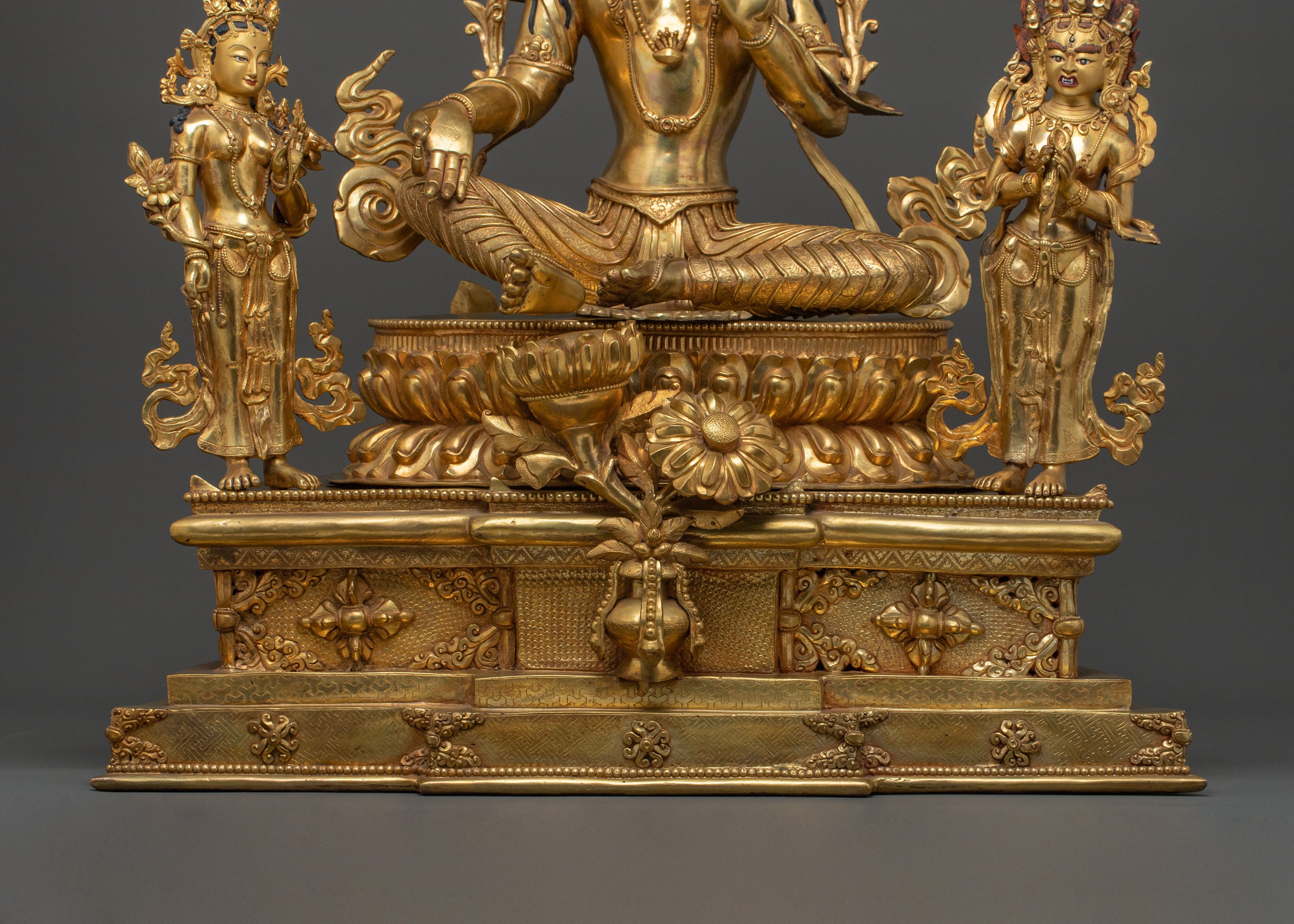Green Tara On Throne: Goddess of Compassion, Healing & Protection
