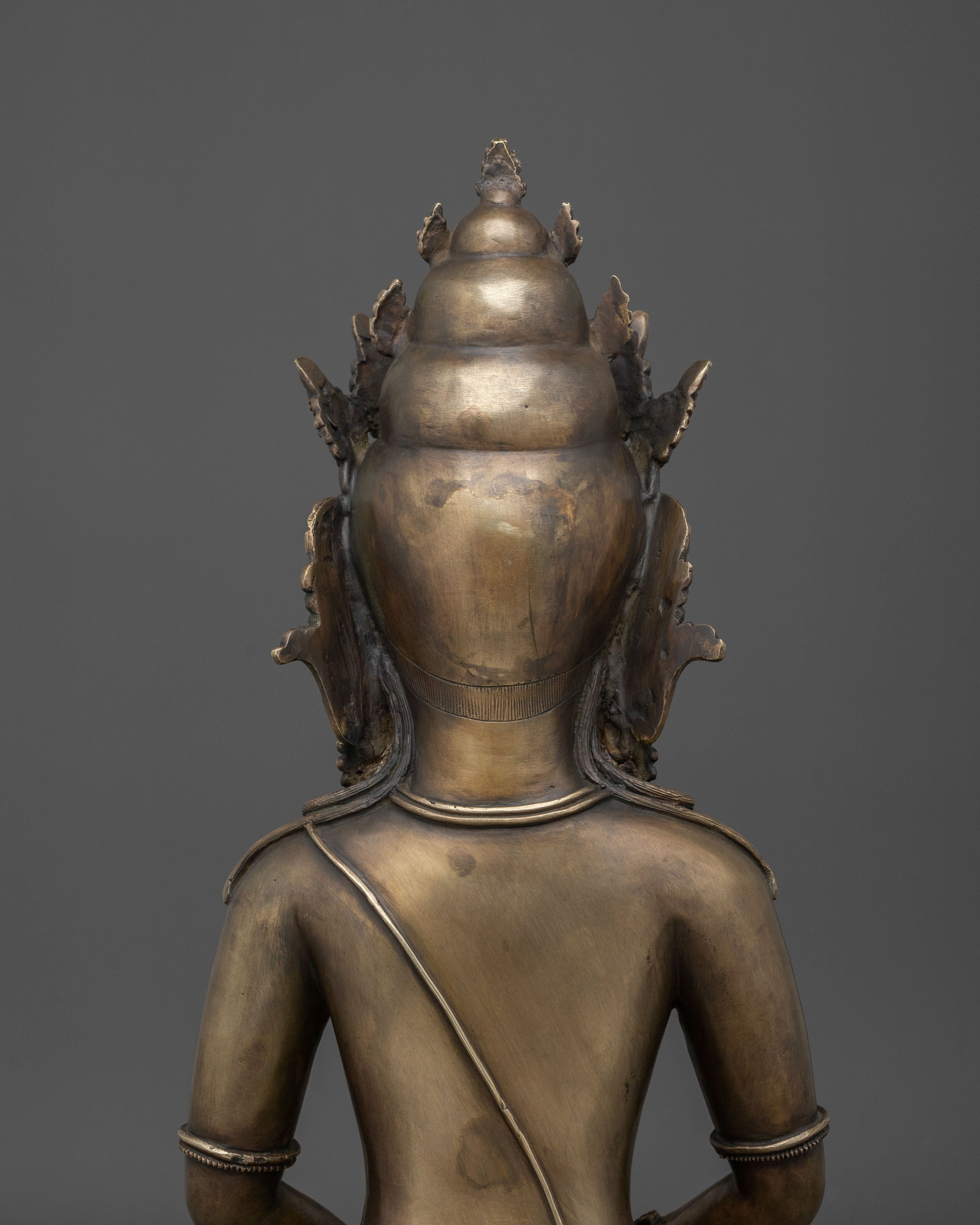 Crown Amitabha Buddha Sacred Sculpture in Bronze