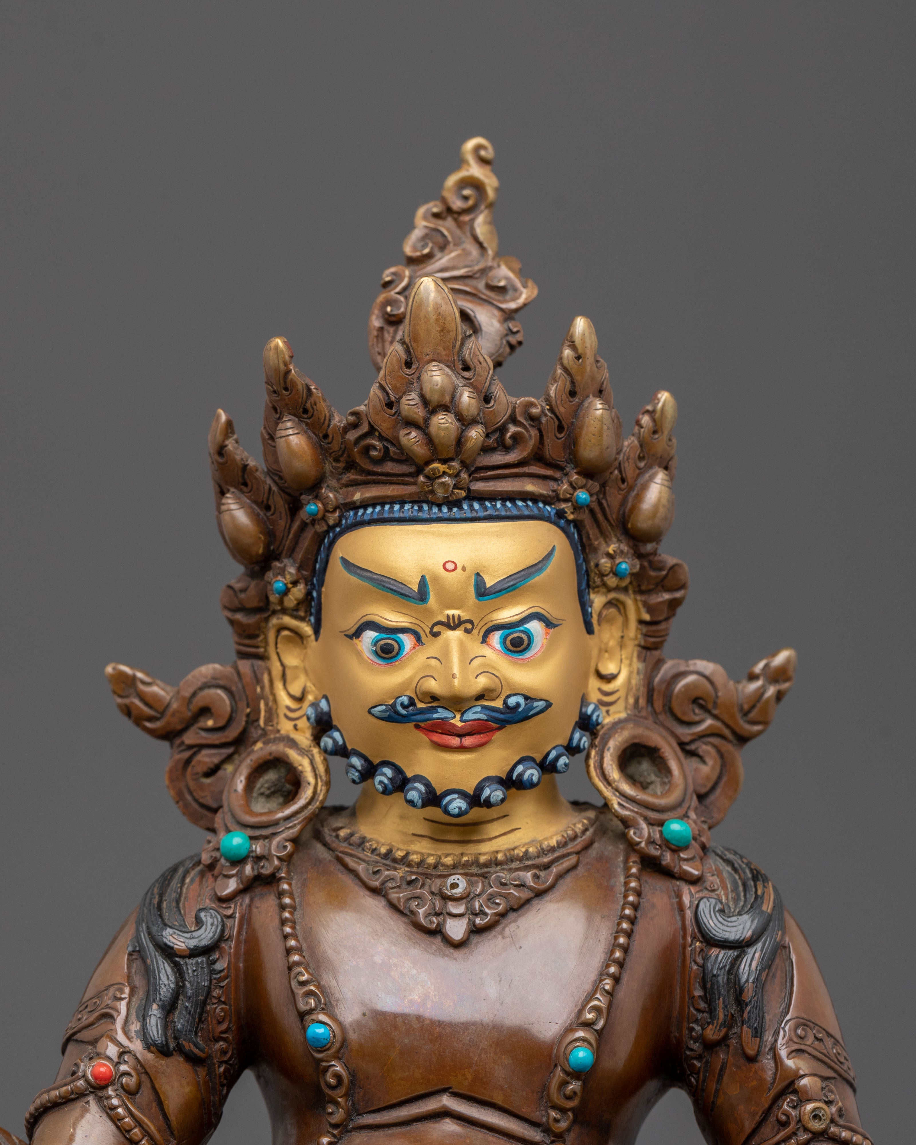 Dzambhala Statue | 24K Gold Gilded Tibetan Deity Figurine
