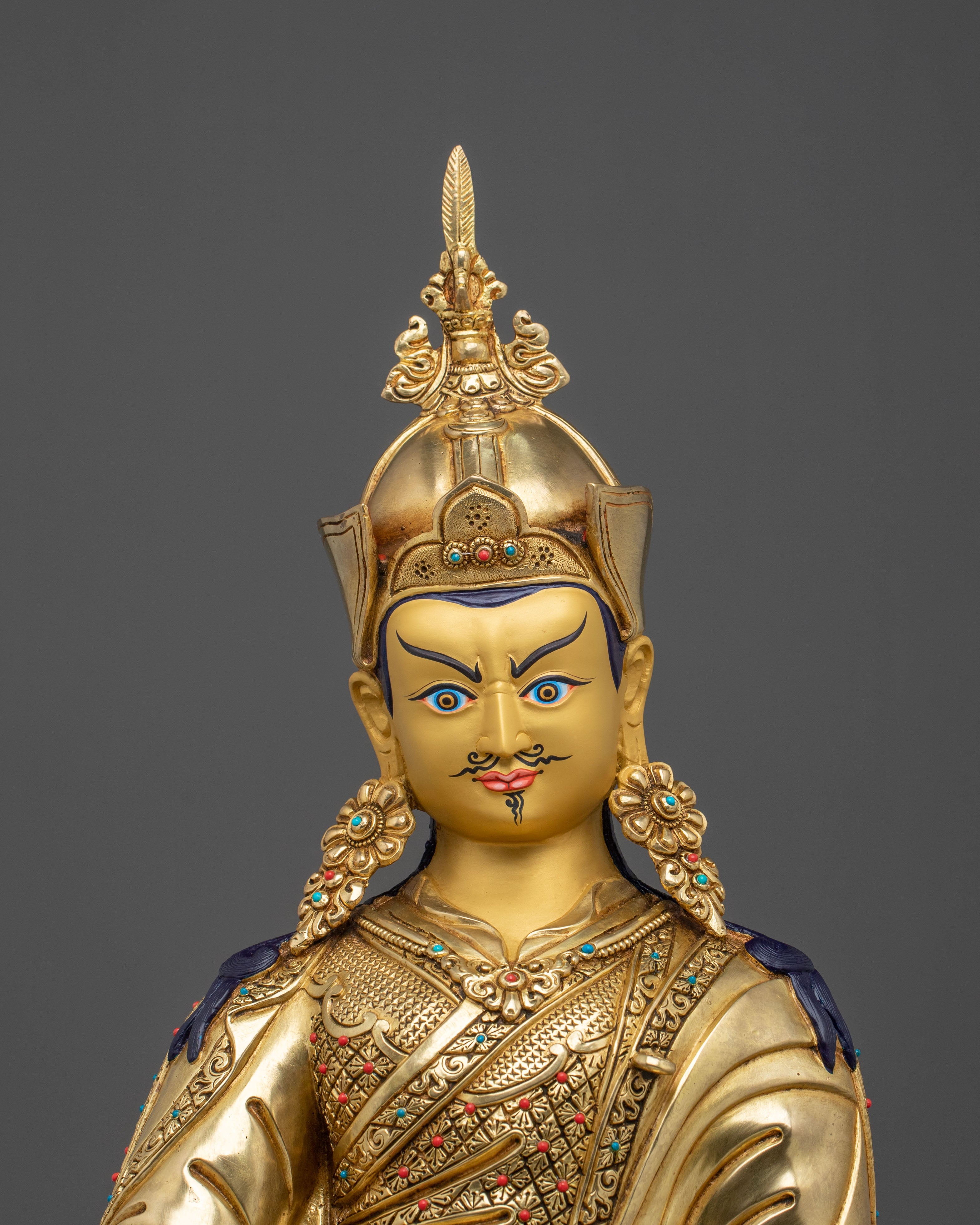 Guru Rinpoche Sculpture | 24K Gold Coated Enlightenment Figurine