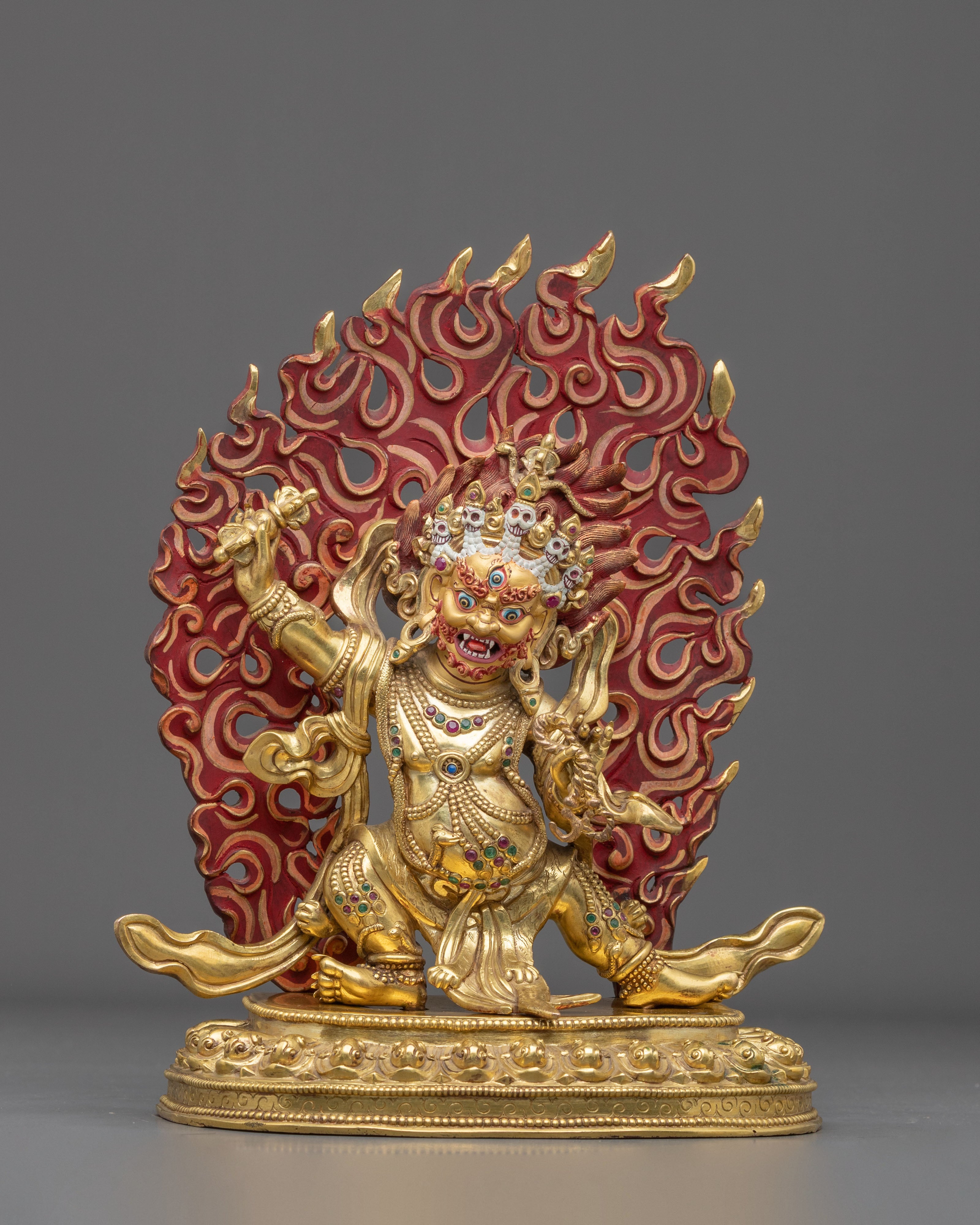 Vajrapani Fire Gold Gilded Figurine | Himalayan Meditation Altar Decor |