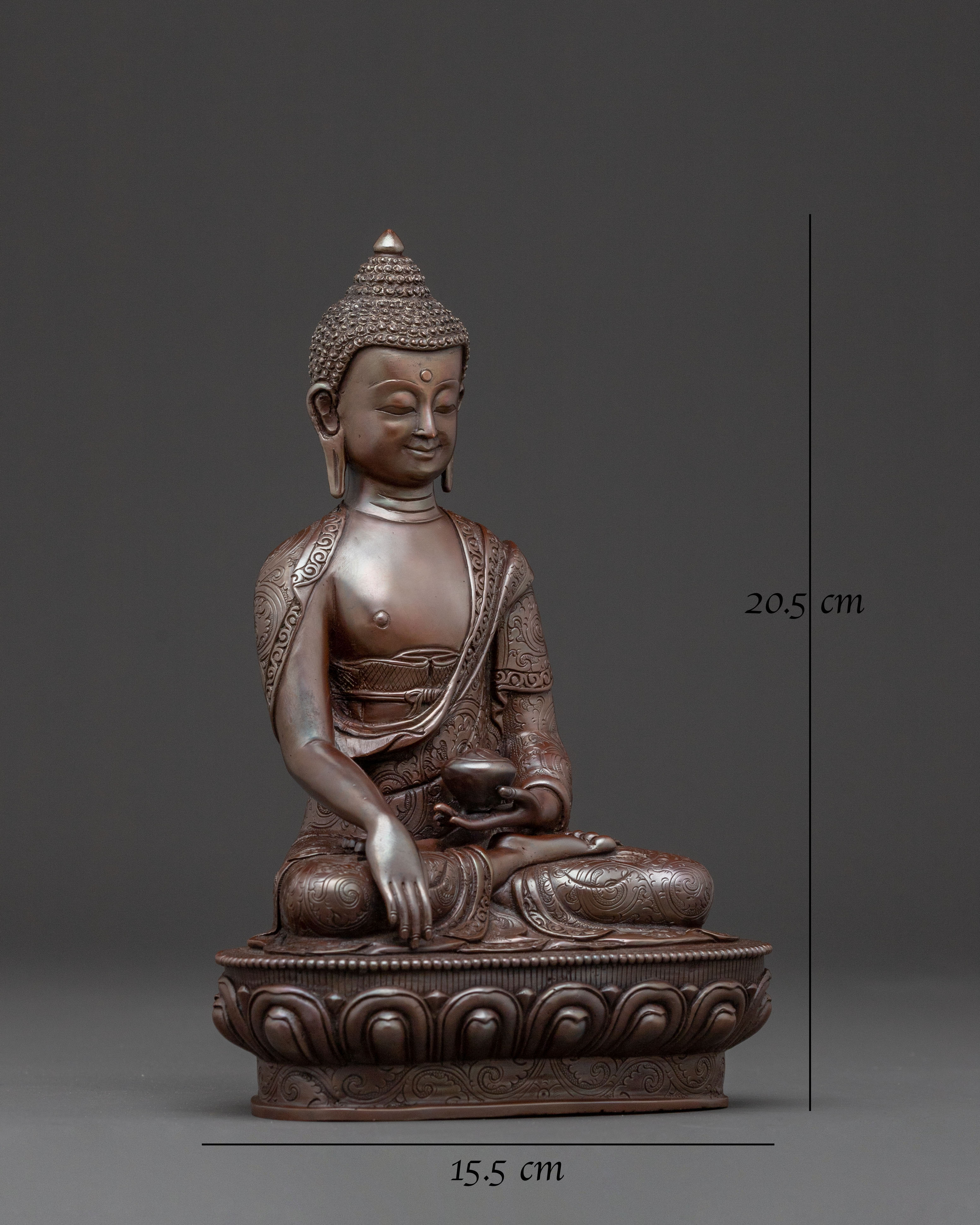 Shakyamuni Buddha Copper Oxidized Statue: Serene Himalayan Art