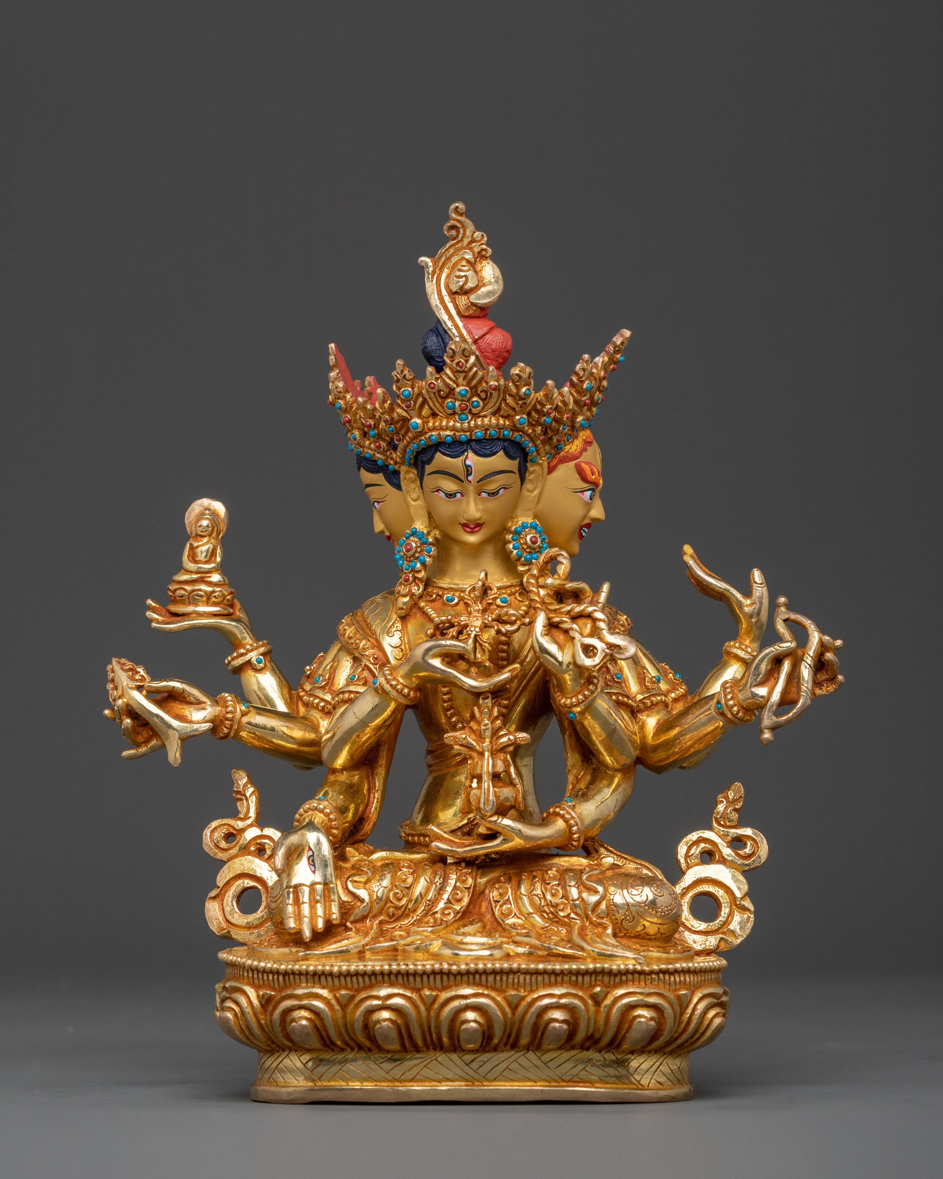 Handcrafted Namgyalma 24k Gold Gilded Statue 