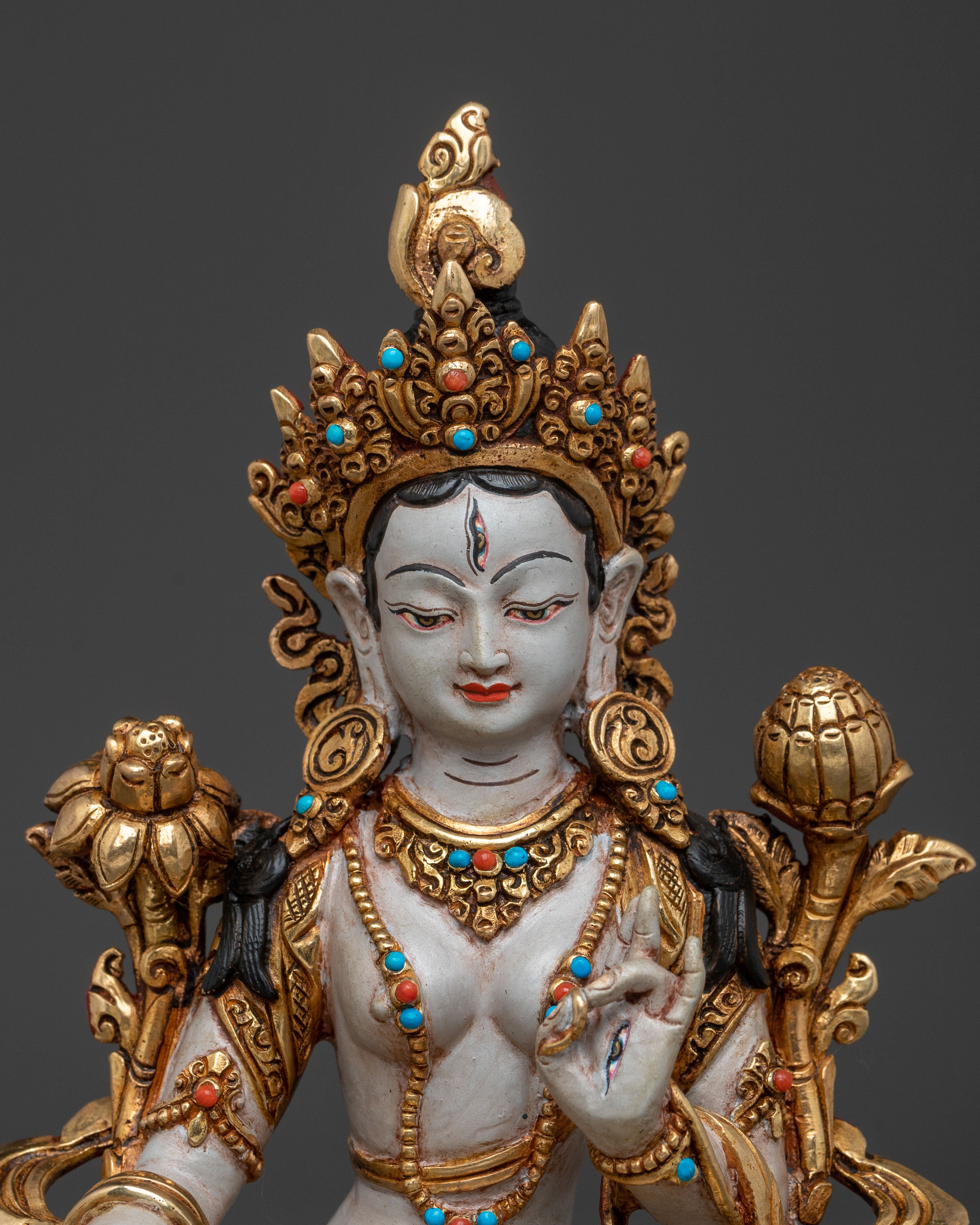 Statue of White Tara Goddess of Compassion: Handcrafted Serenity