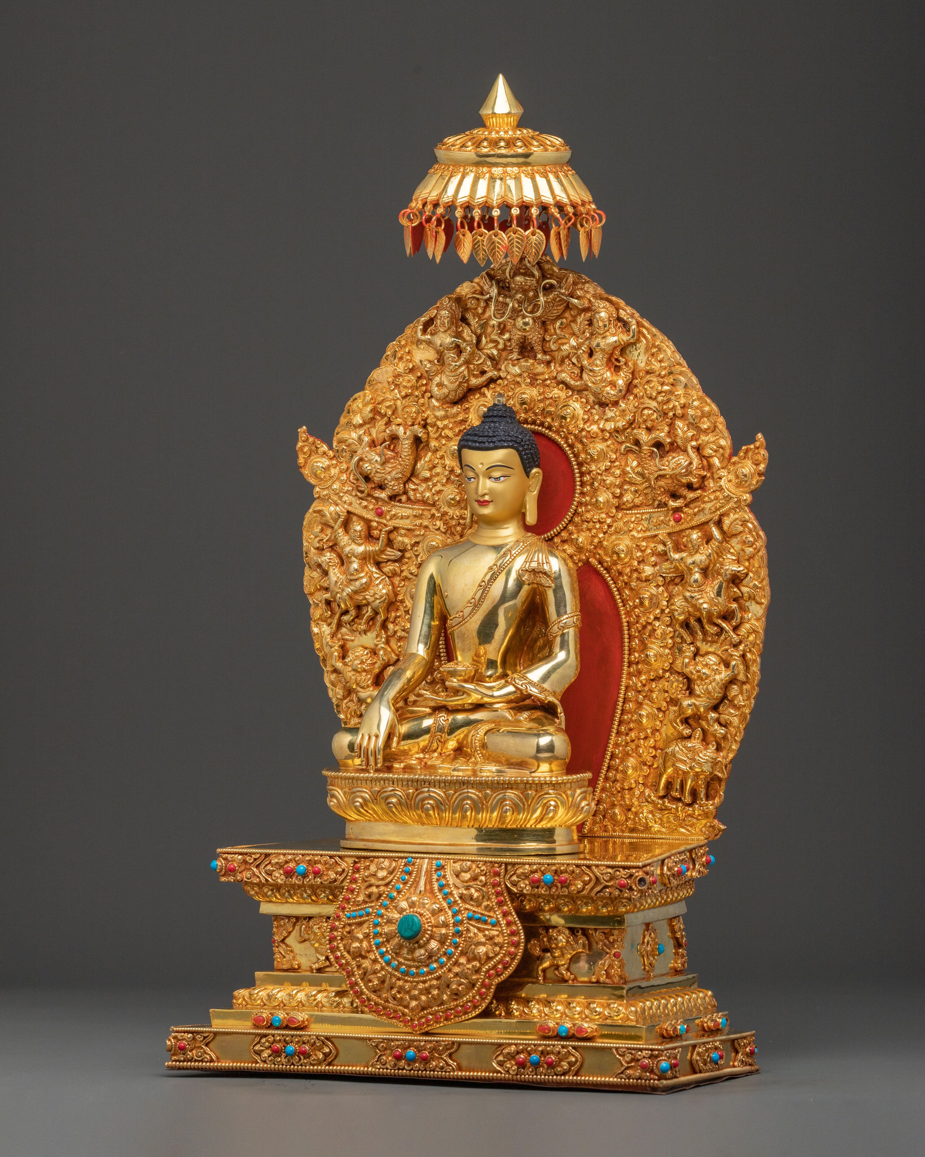 Shakyamuni Buddha Sacred Statue with Throne | Spiritual Altar
