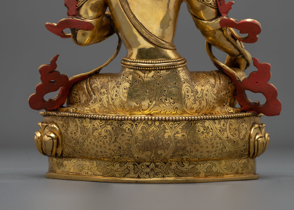 Green Tara Sculpture | Radiant 24K Gold Coated Goddess Statue