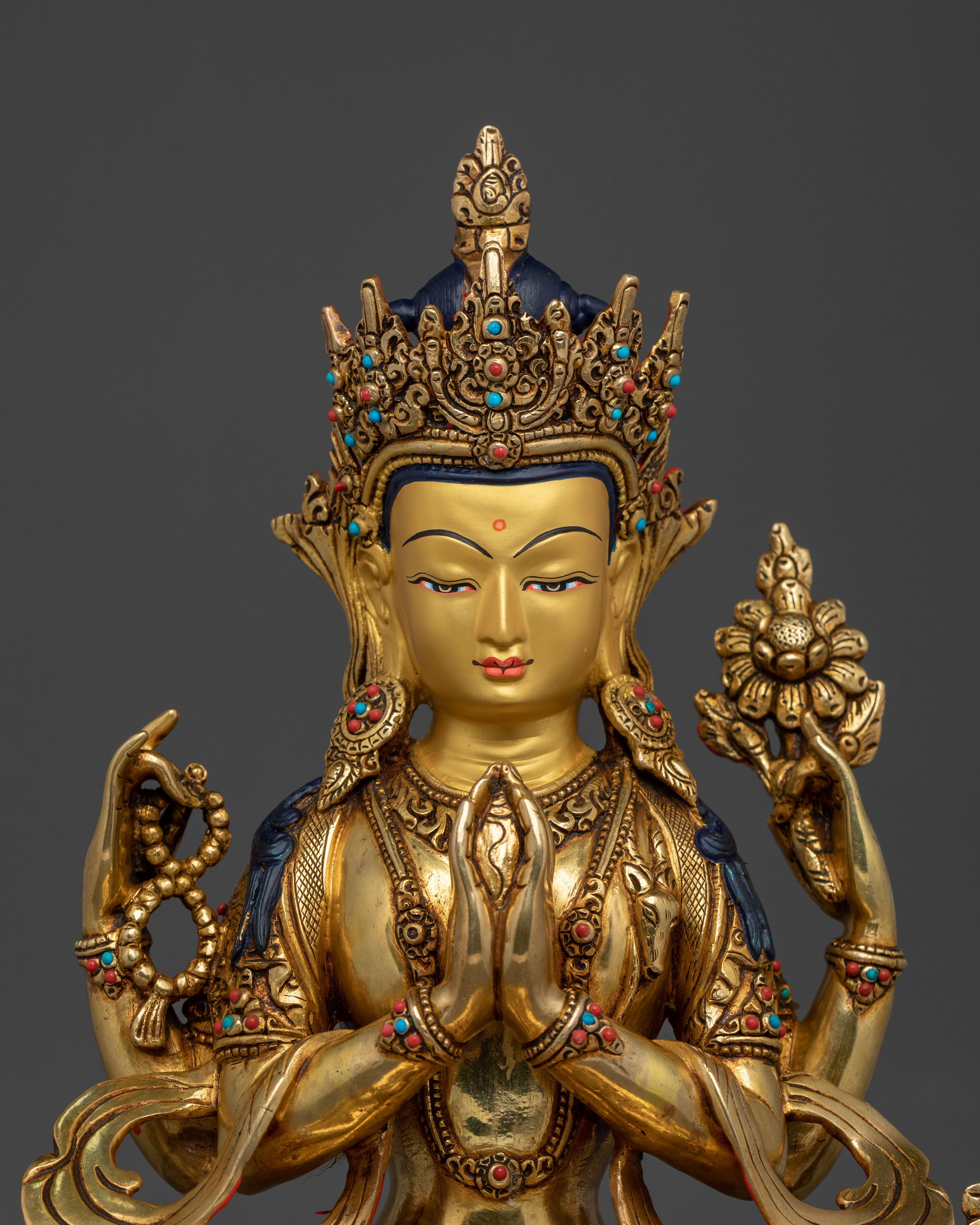 Four Armed Chenrezig Statue: Compassionate Figurine