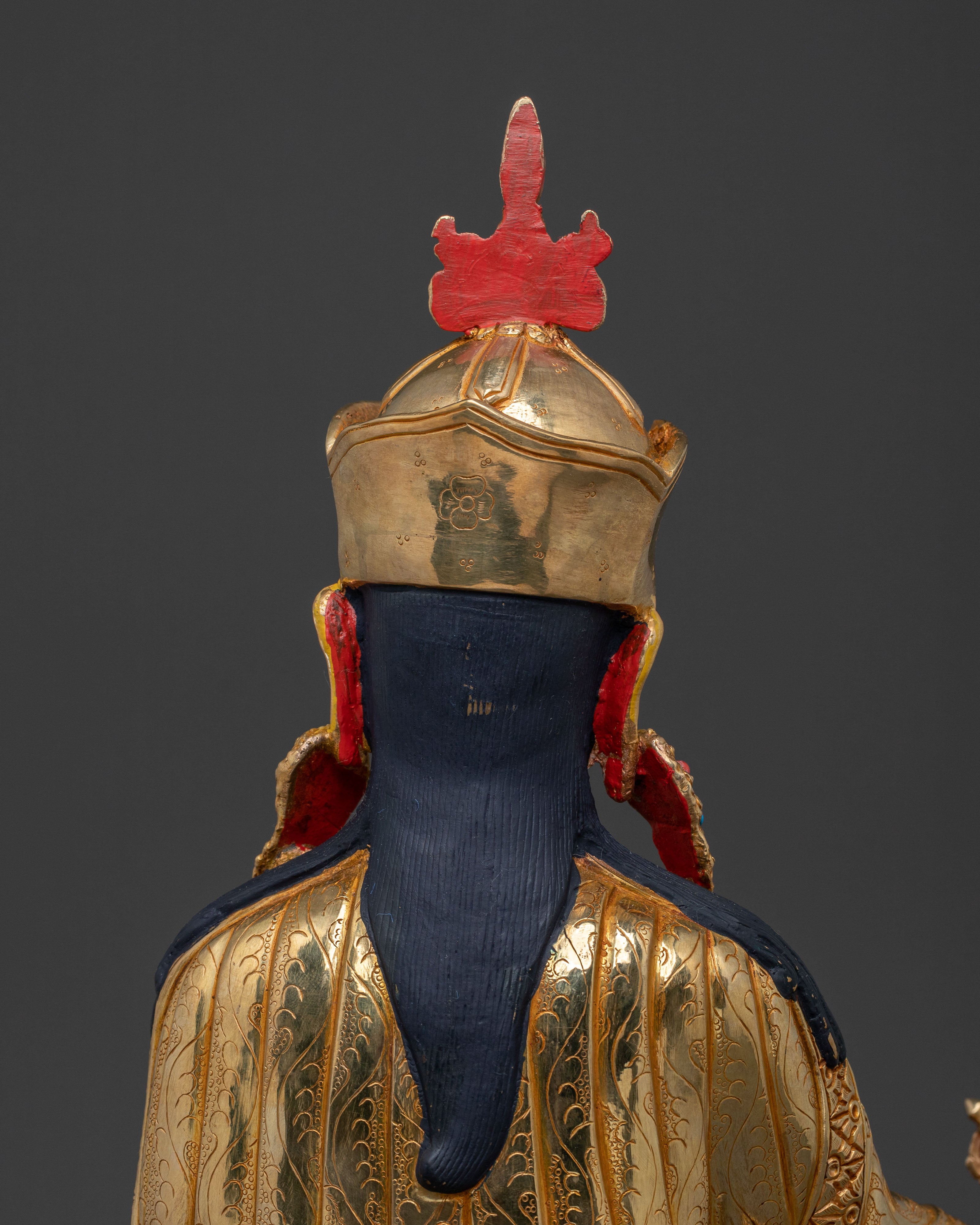 Tibetan Padmasambhava Statue - 24K Gold Gilded Copper