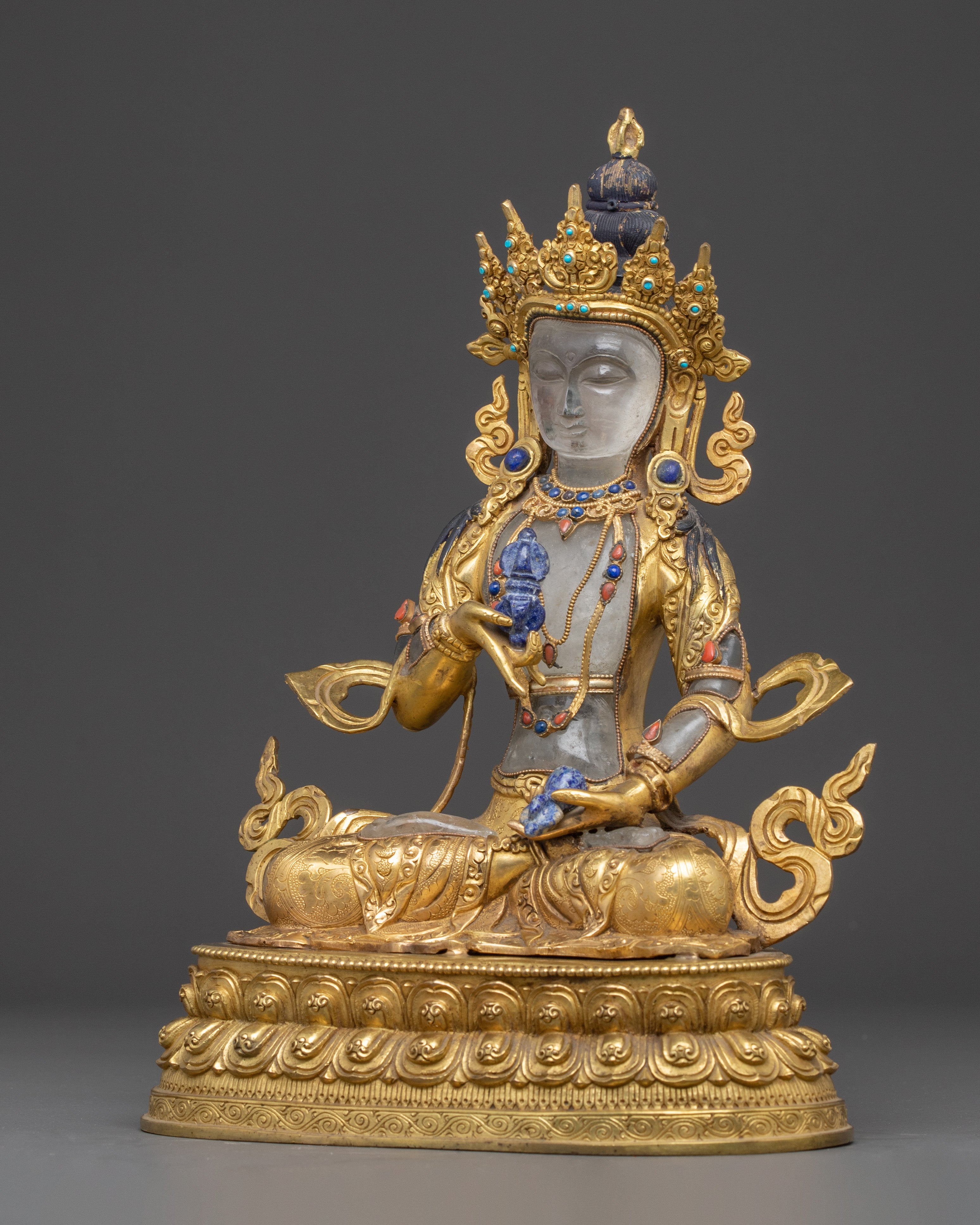 Handmade 24K Gold Glided Statue of Vajrasattva | Purification Deity