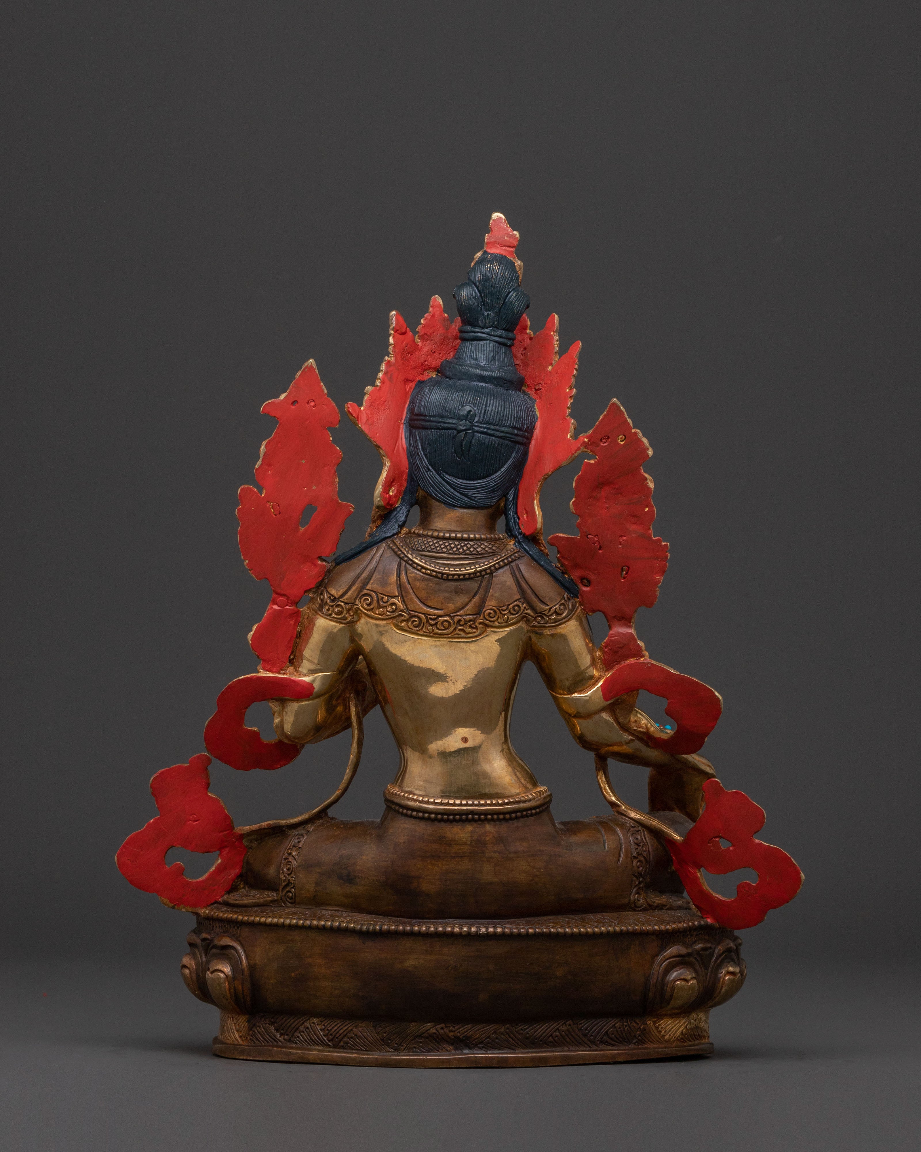 Green Tara: 24K Gold Gilded Statue