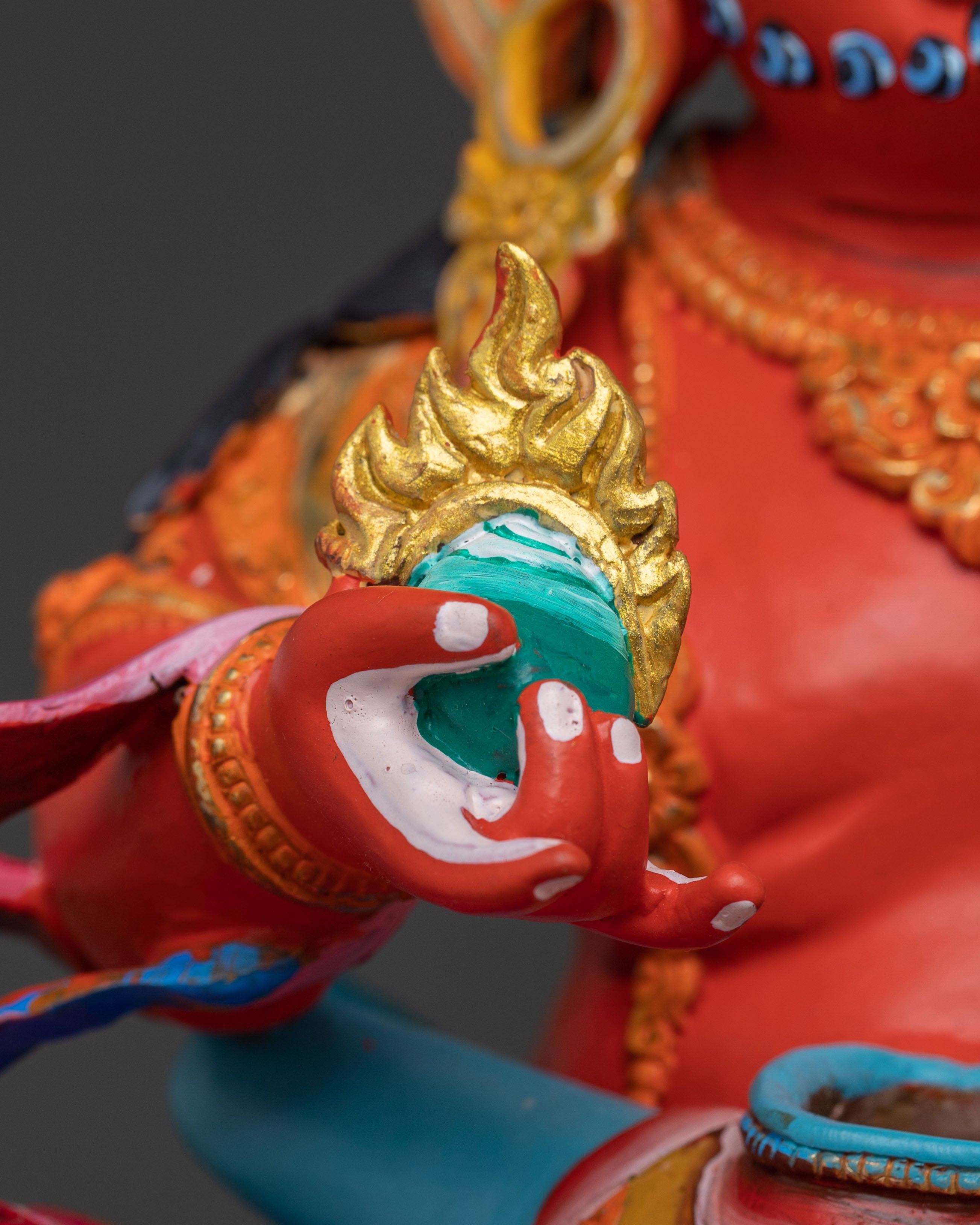 Red Dzambhala Sacred Idol | Buddhist Deity of Wealth and Abundance