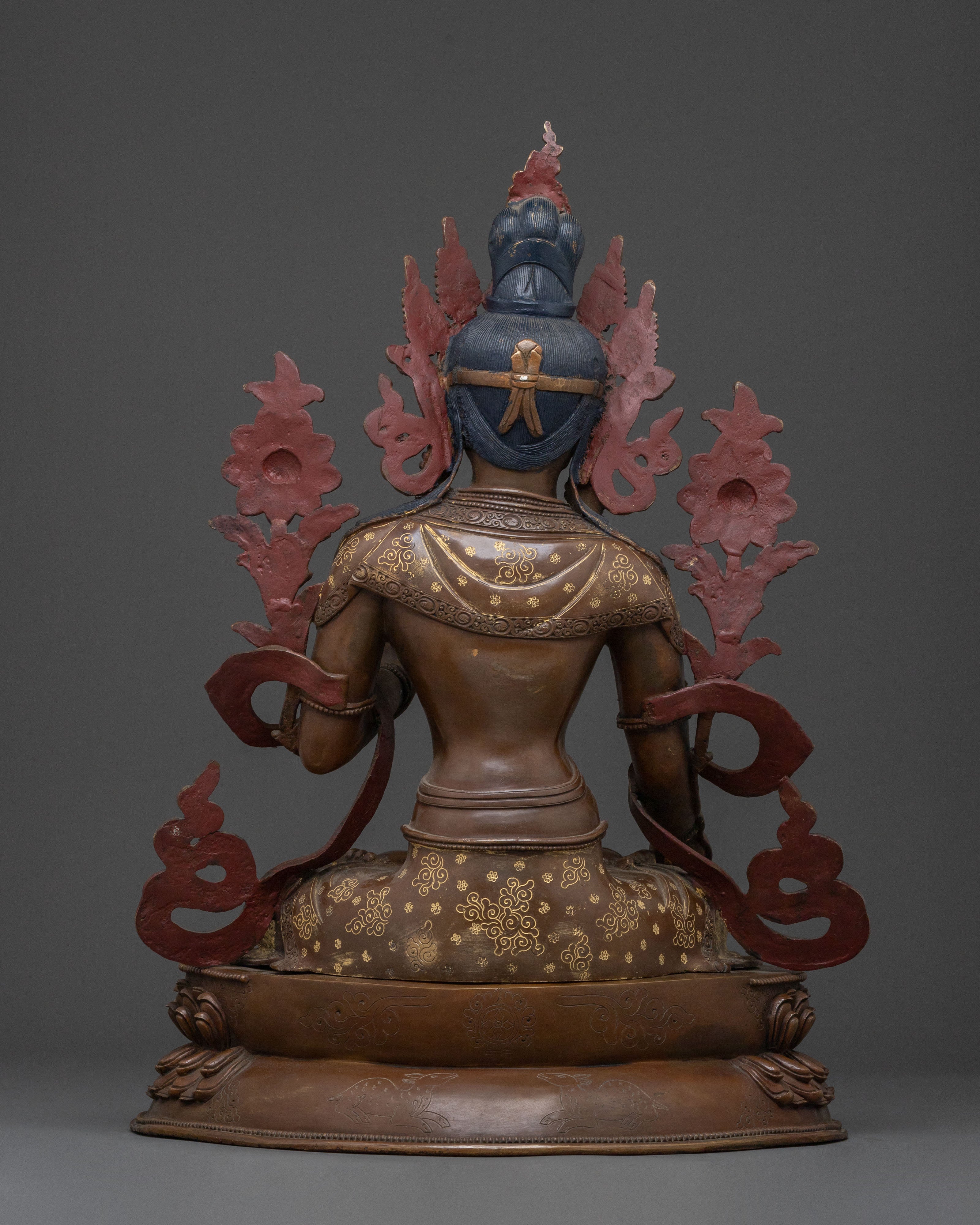 White Tara Oxidized Copper Statue | Long Life Icon