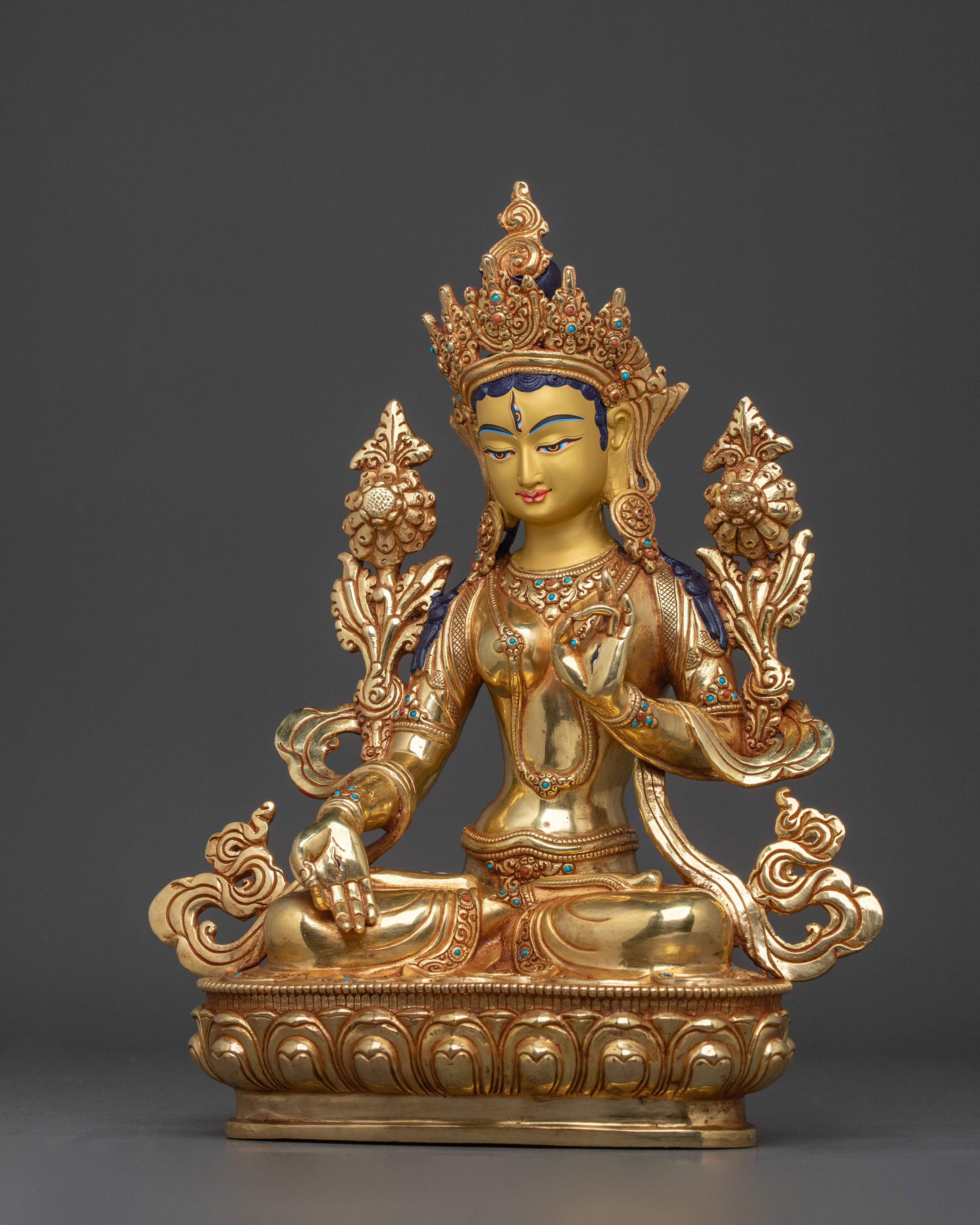Handmade White Tara Goddess Sculpture | Meditation Altar Decor