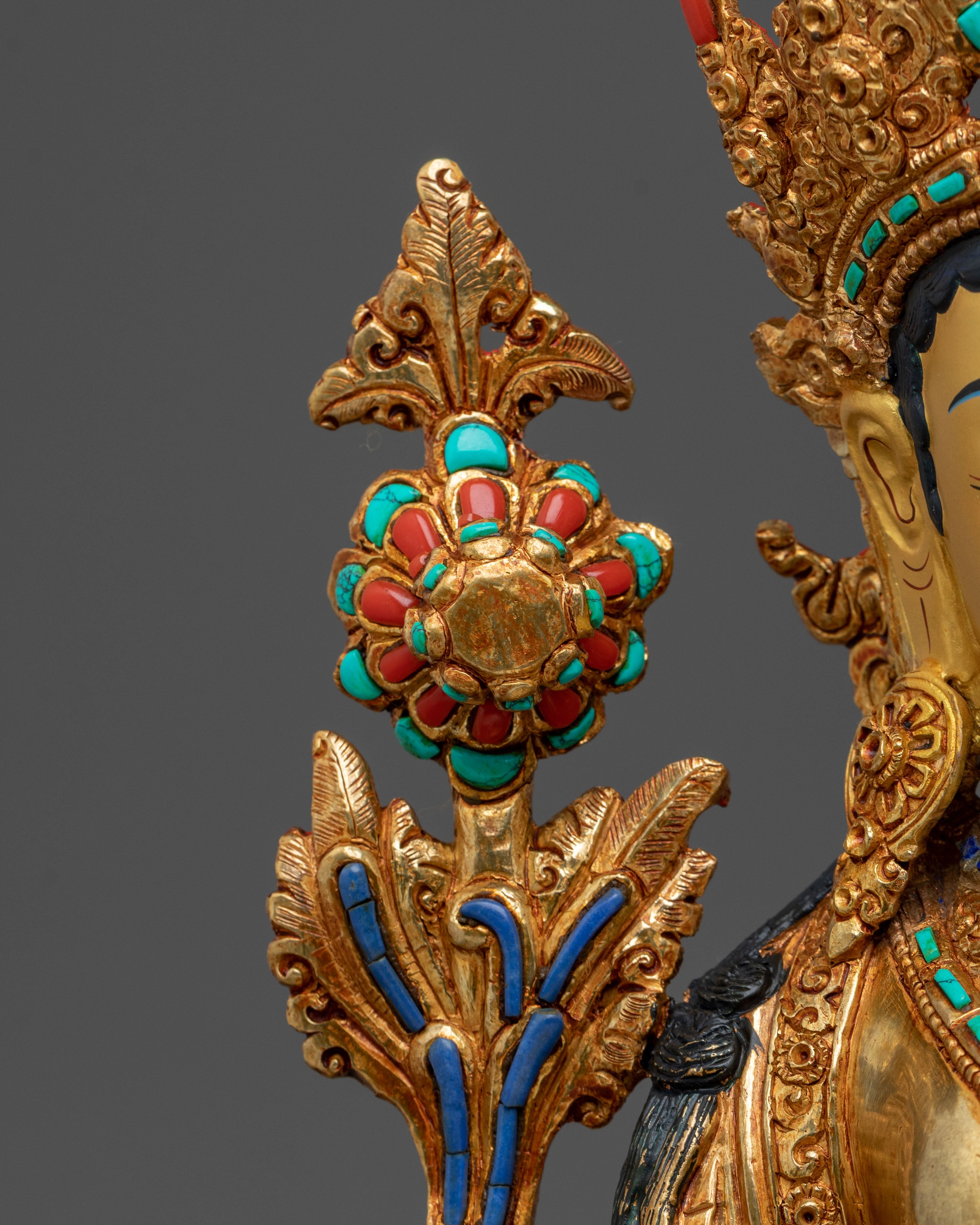 Handcrafted Copper Green Tara Statue | Embodiment of Compassionate Protection