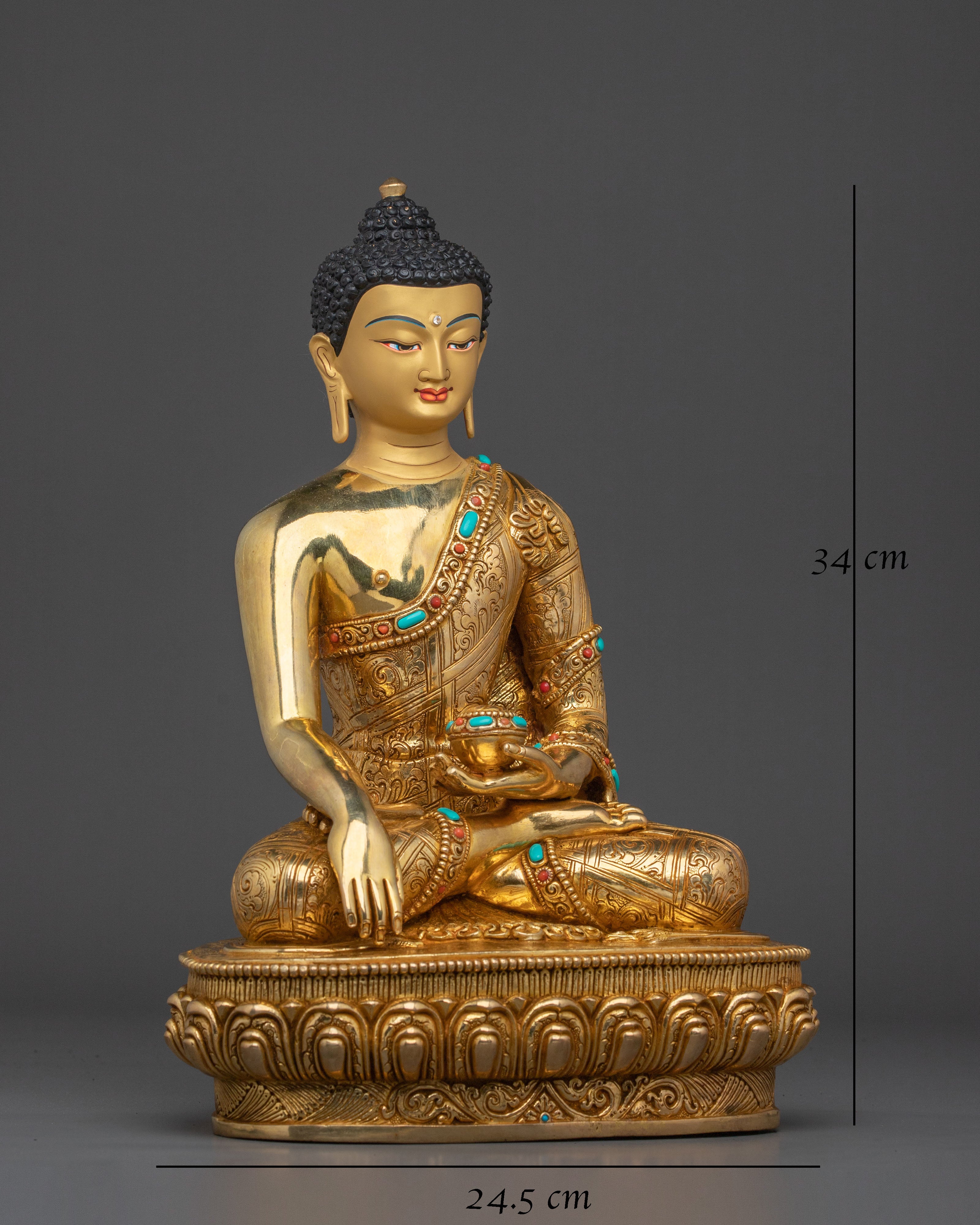 Shakyamuni Buddha Spiritual Golden Statue | Buddhist Shrine Decor