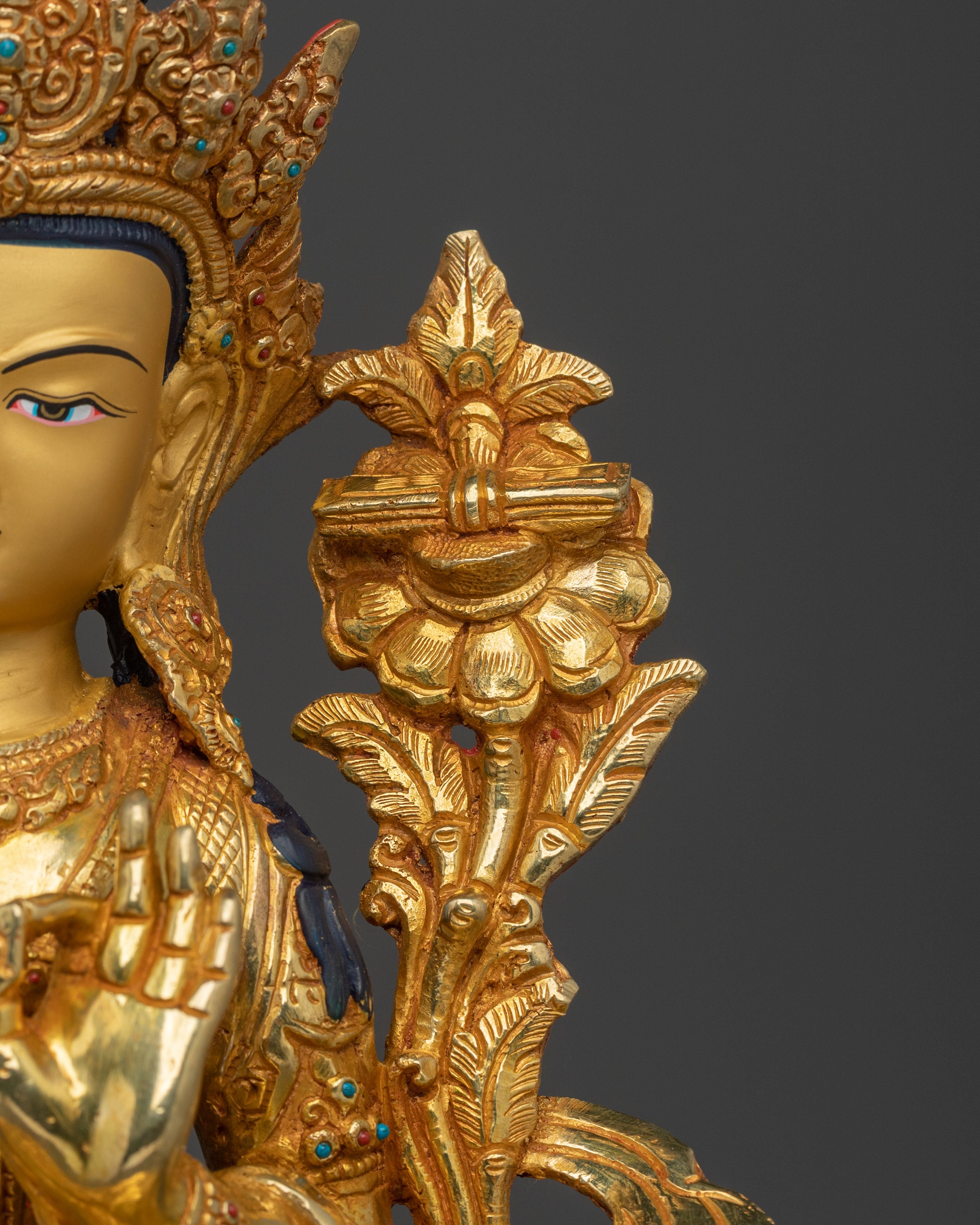 Manjushri Bodhisattva Statue | 24K Gold Gilded Figurine