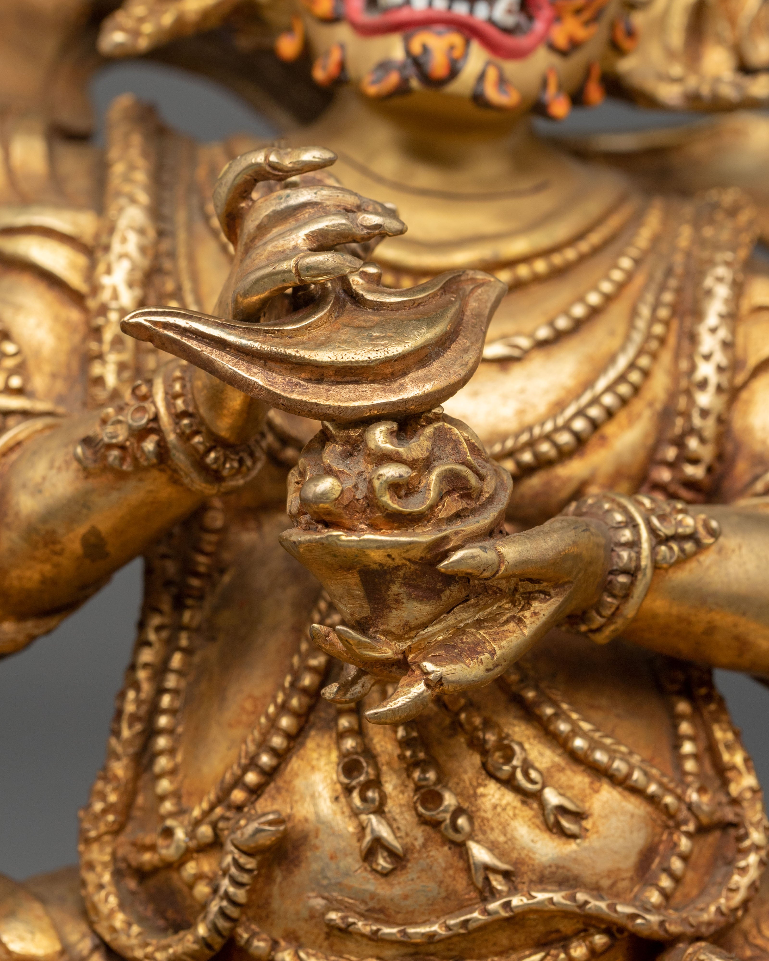 Chaturbhuja Mahakala Sculpture | Tibetan Protector Figurine