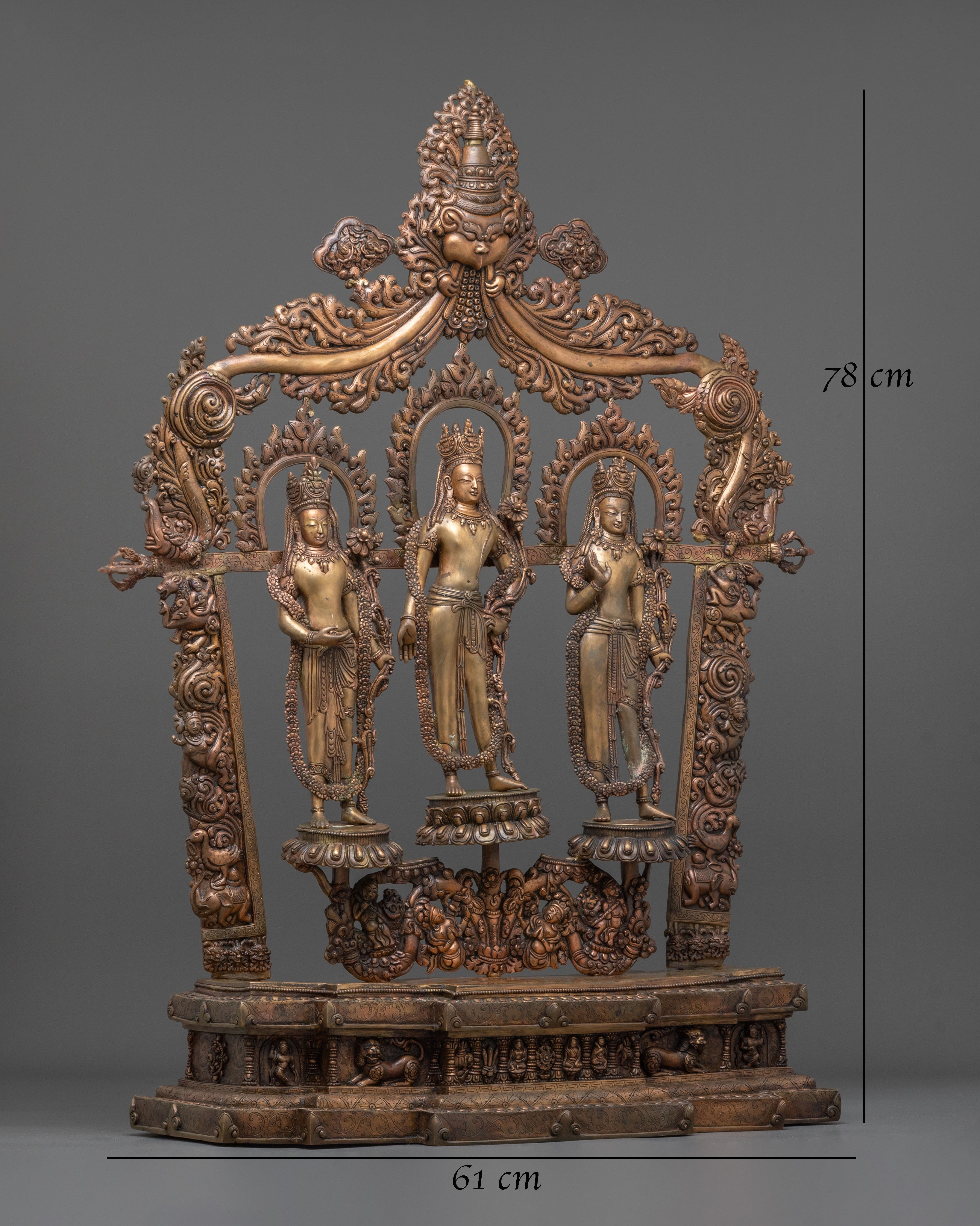 Handmade Lokeshwor Statue Set | Oxidized Copper