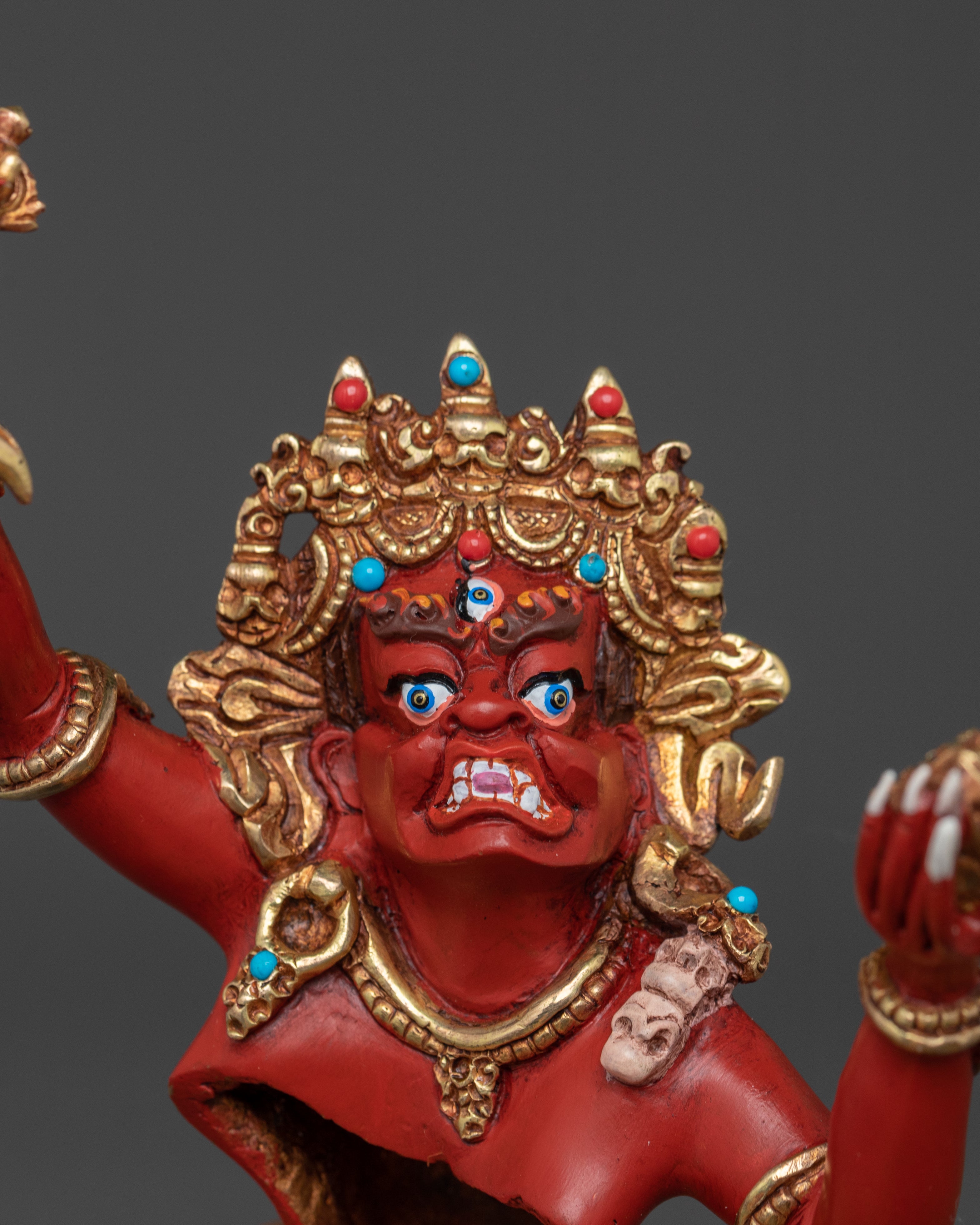Chaturbhuja Mahakala Sculpture with Consort | Home Decor