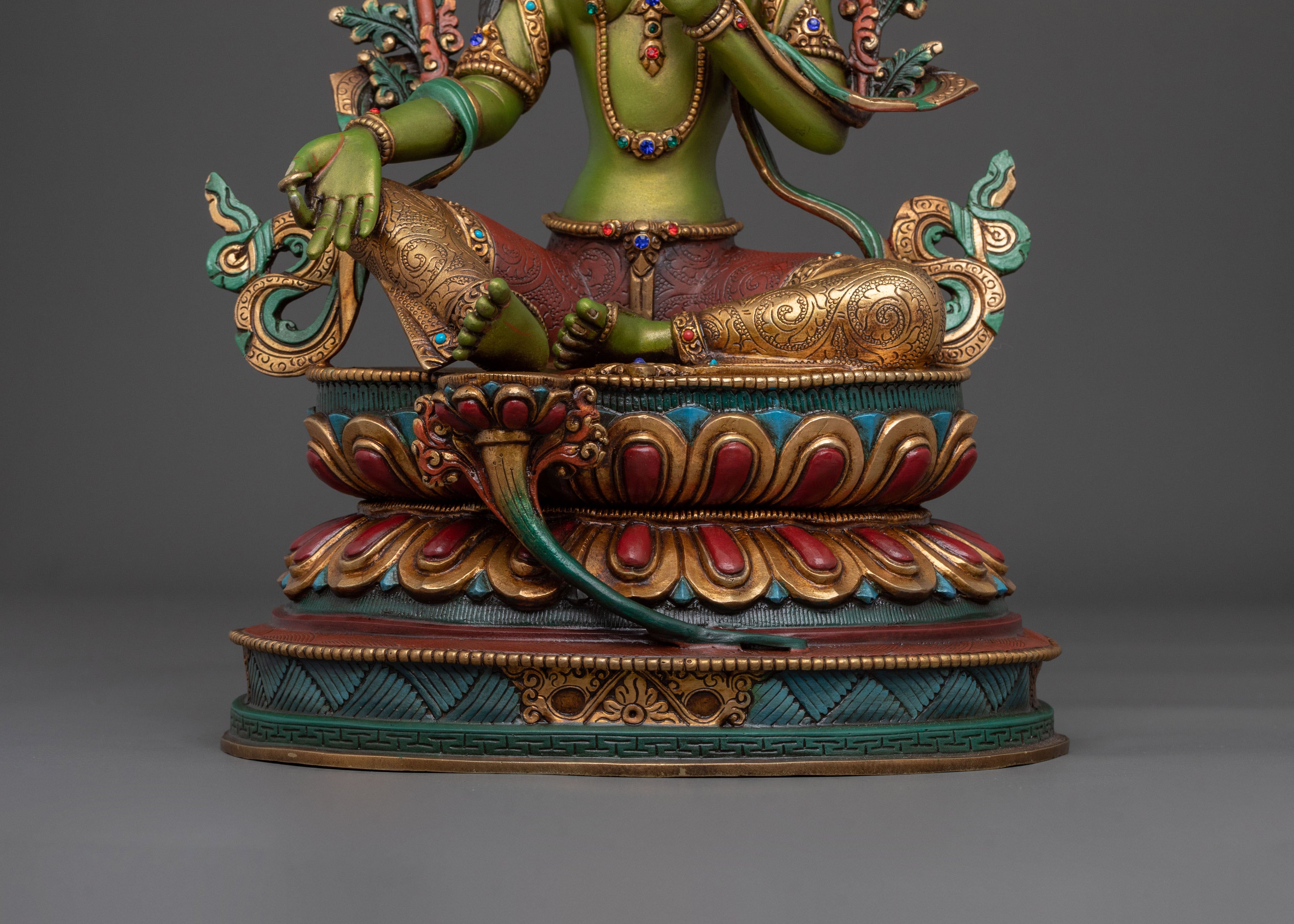 Green Tara Sculpture | Tibetan Protector
