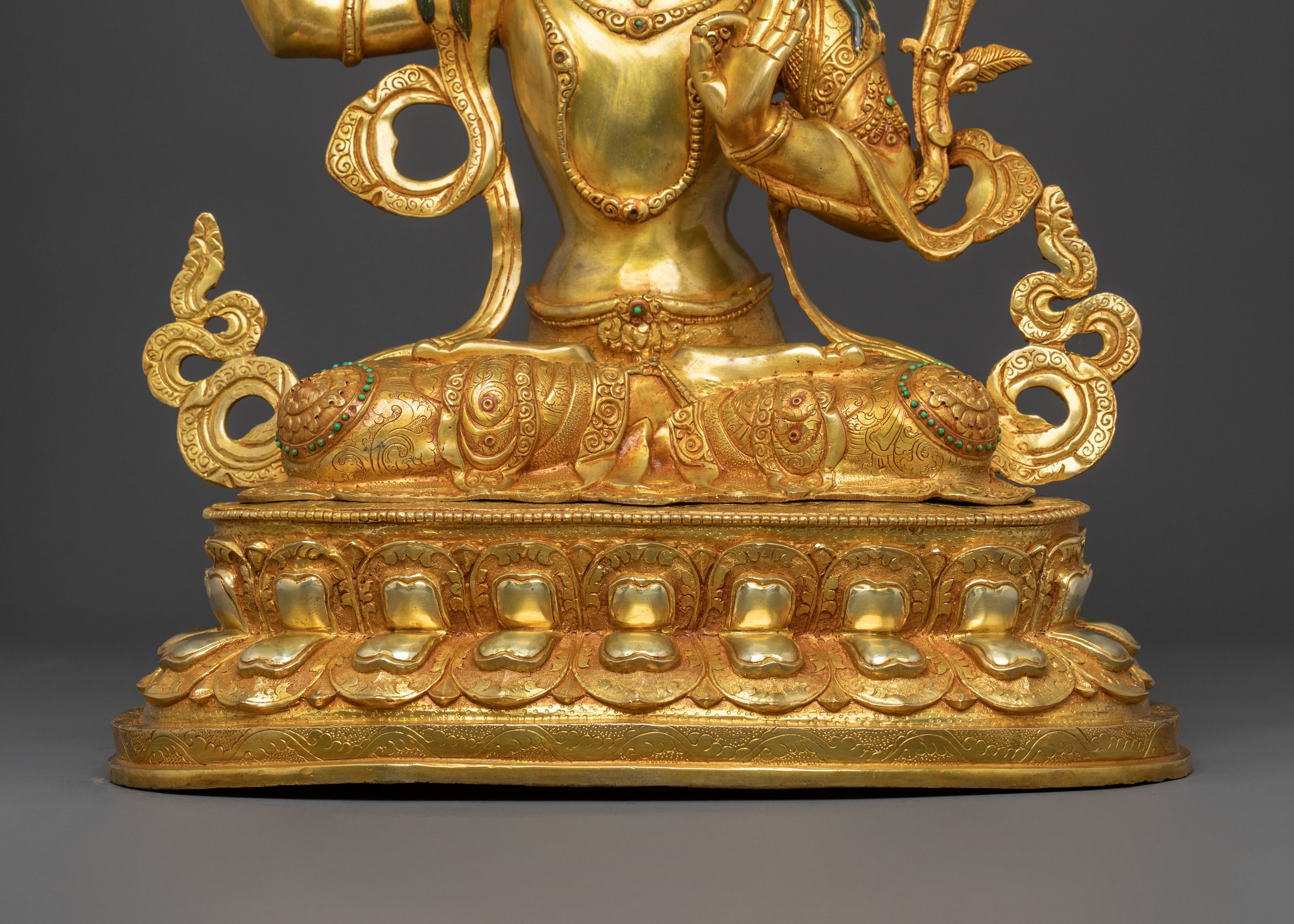 Manjushri 24k Gold Gilded Statue | Wisdom Figure