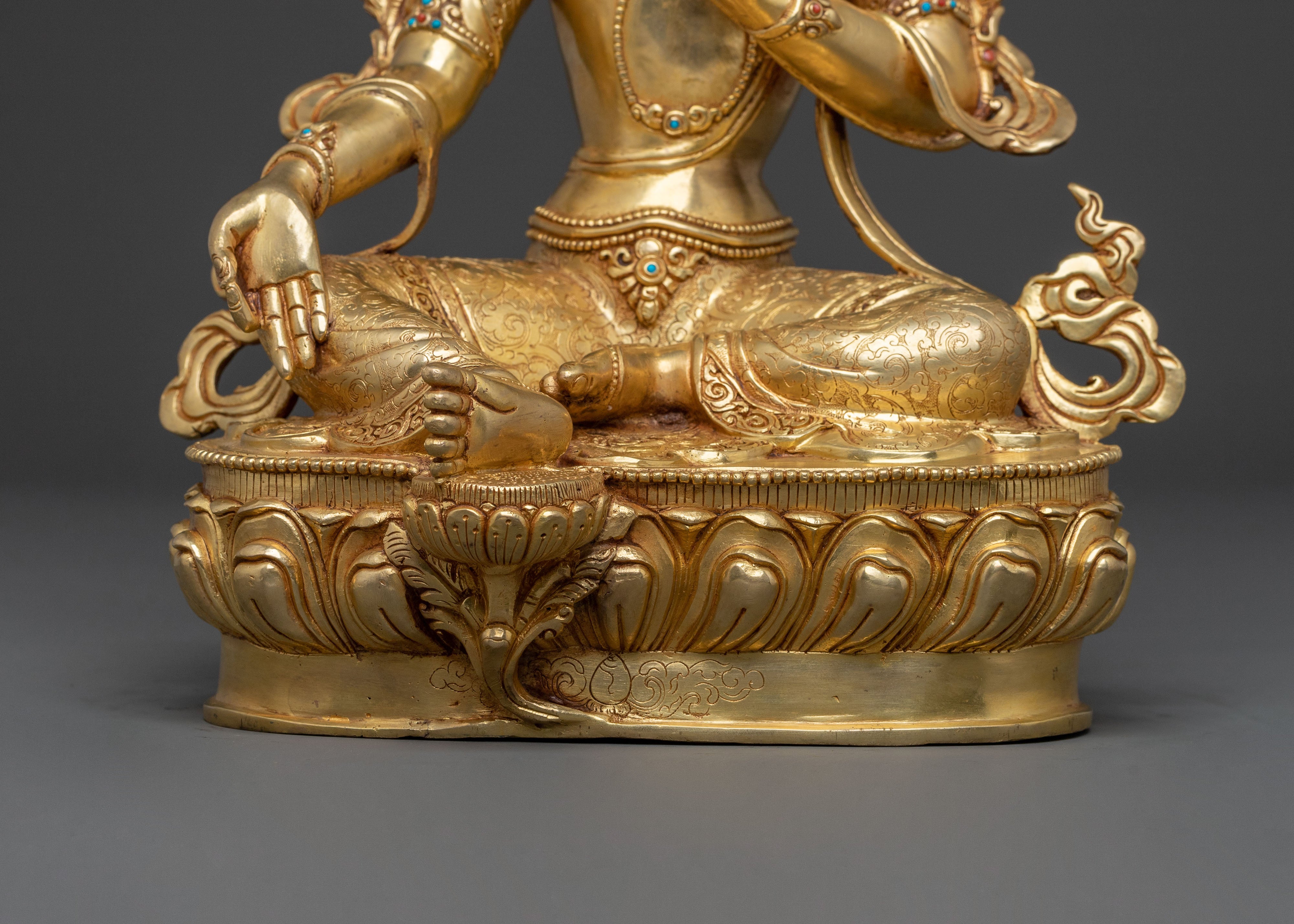 Protector Green Tara: 24K Gold Gilded Sculpture