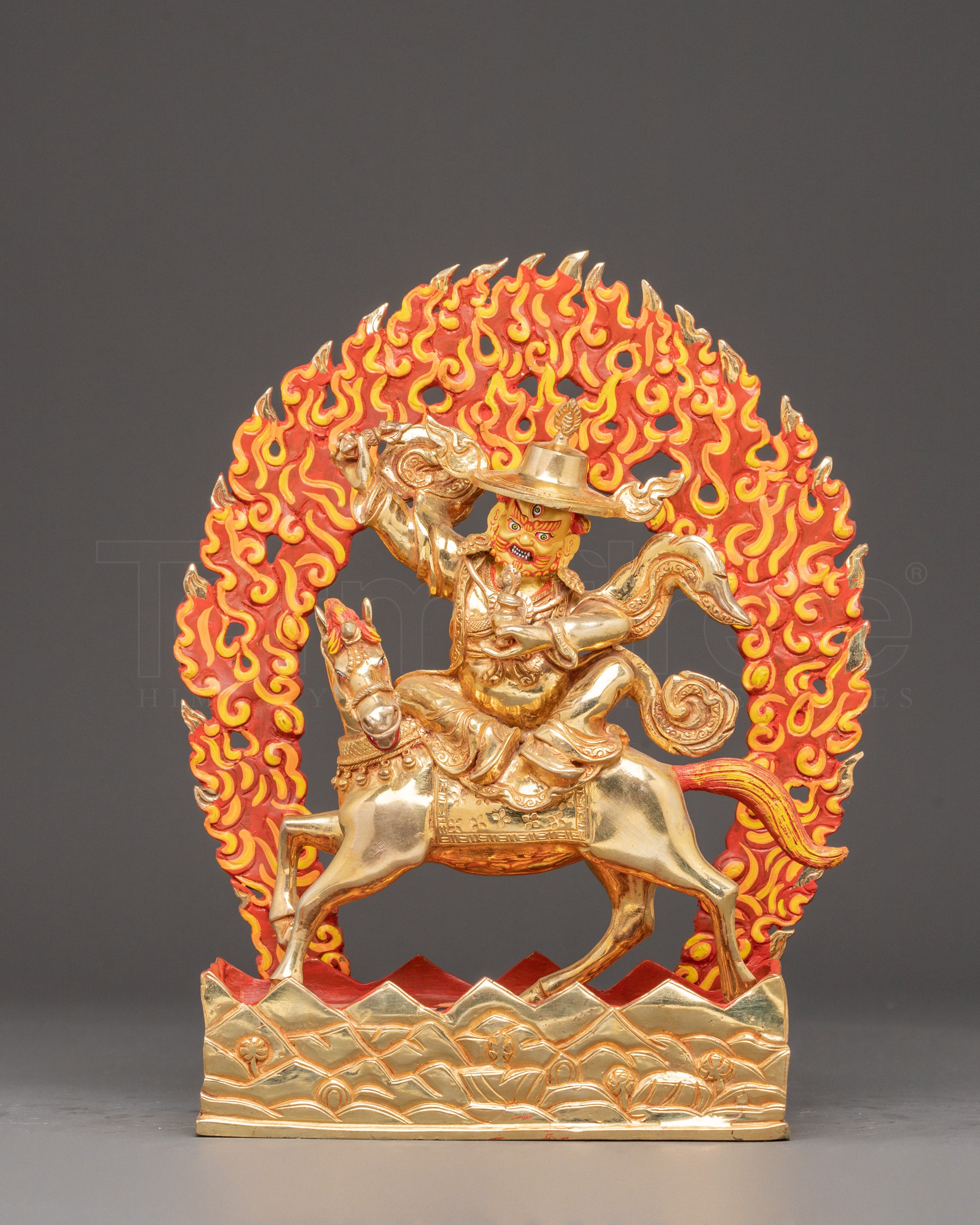Handmade Pehar Gyalpo Golden Statue | 24K Gold Gilded