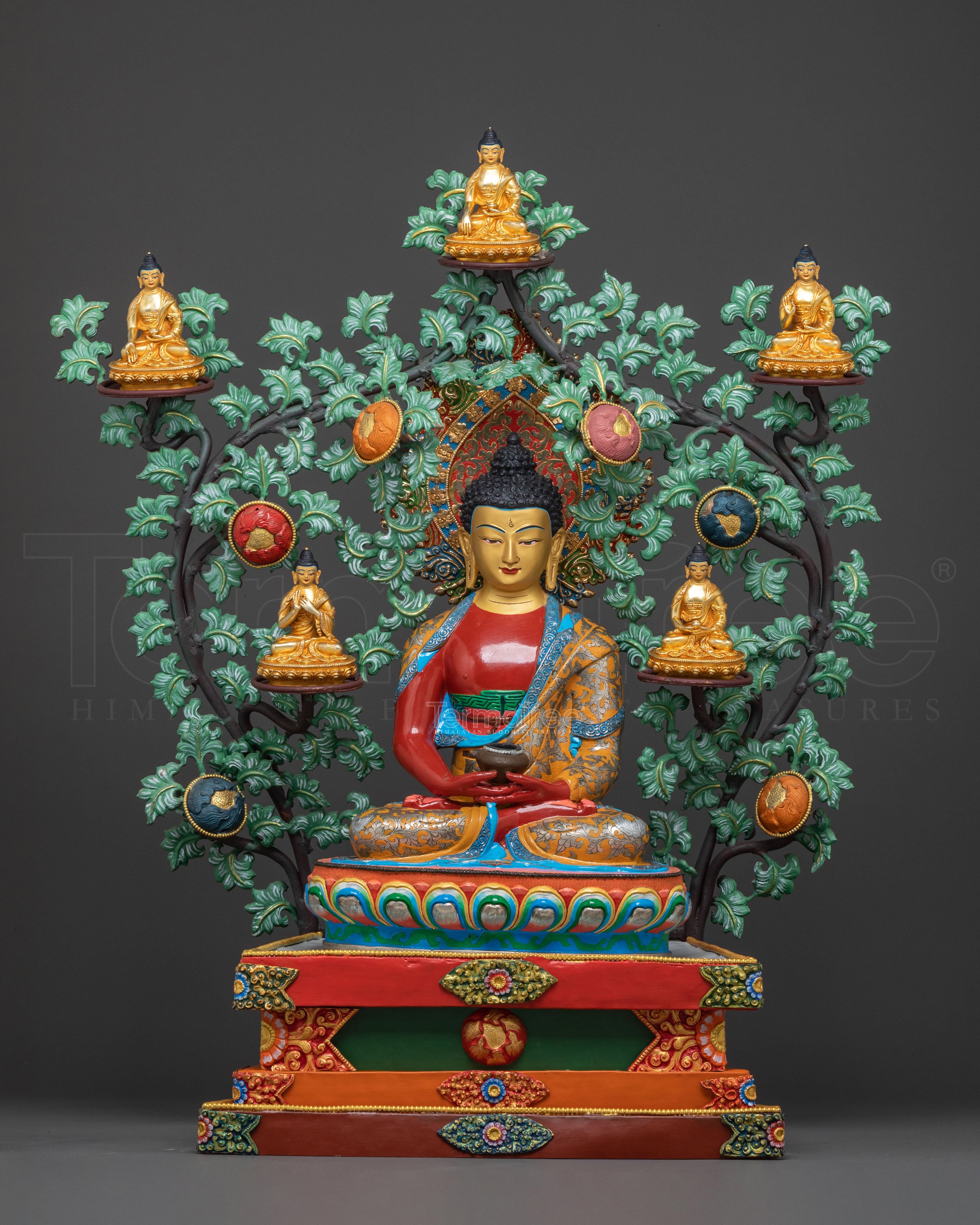 Amitabha Buddha On Throne | Radiant 24K Gold Glided